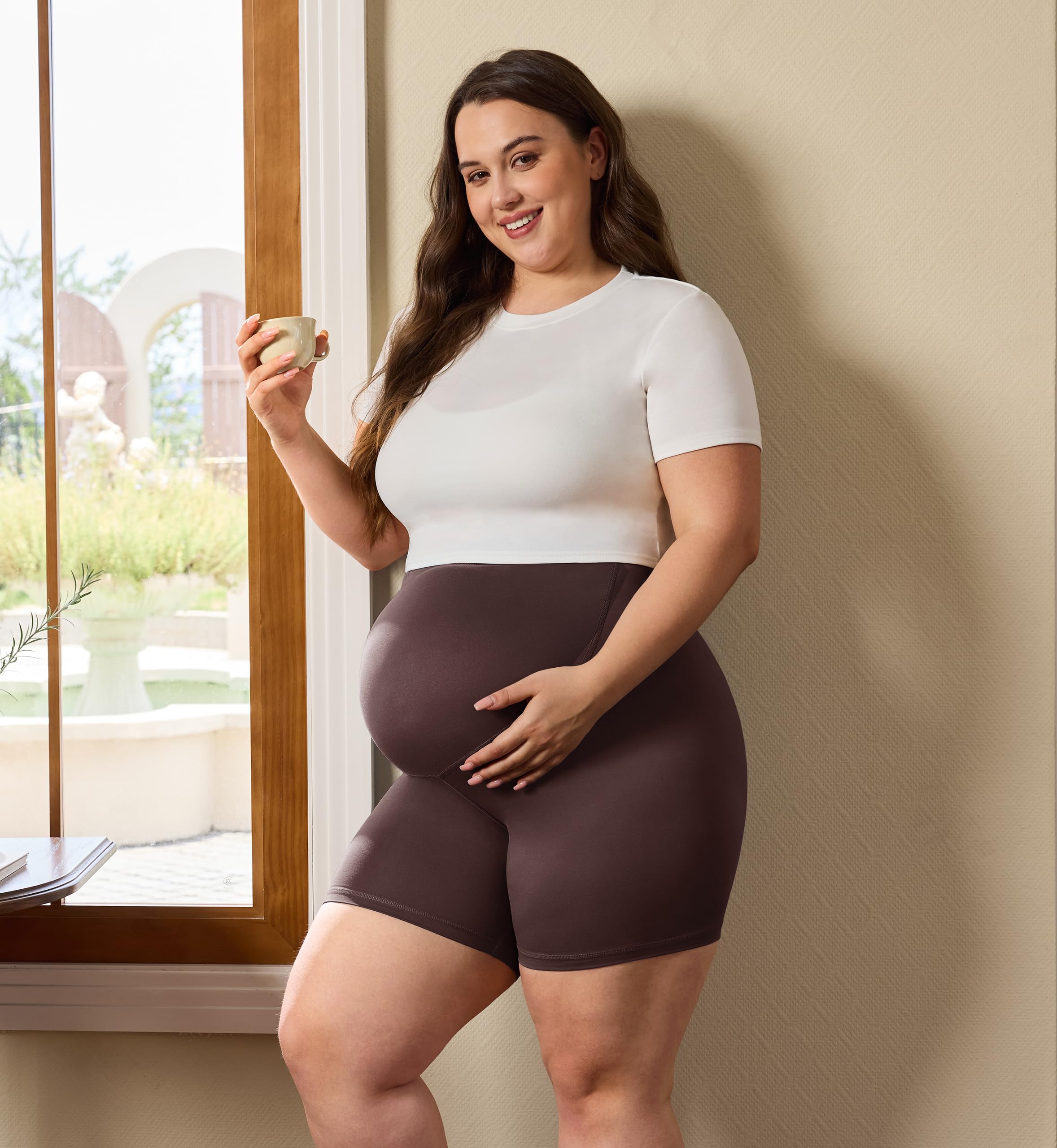 BONVIGOR Buttercloud – Short de maternité au-dessus du ventre – 12,7 cm, short de motard, de grossesse, de yoga, d'entraînement pour femme (taille L-5XL)