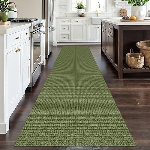 Vista 410 de EARTHALL - Tapete tejido lavable con parte trasera de goma, tapete trenzado de algodón antideslizante para interiores para entrada, pasillo, cocina