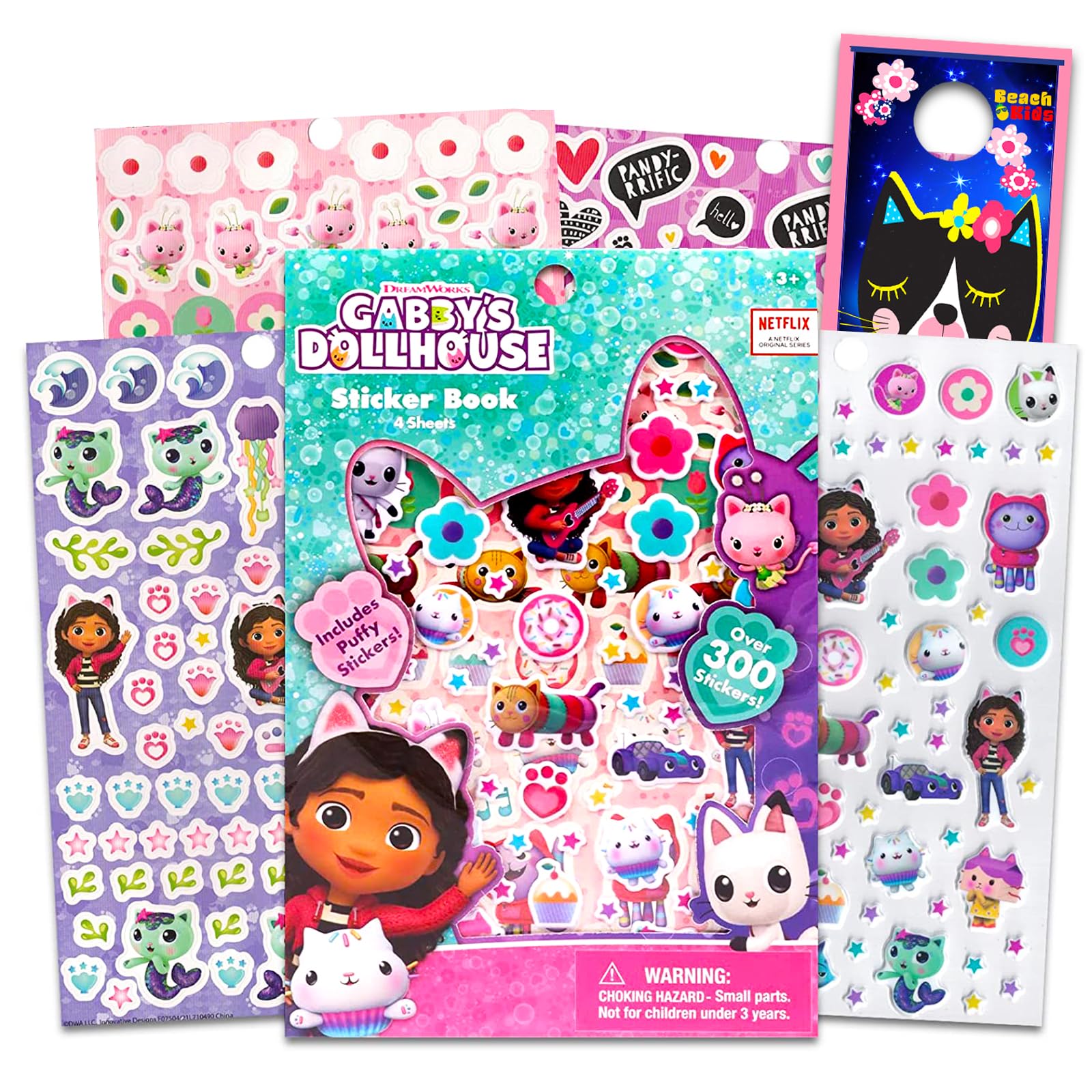 Gabby's Dollhouse Sticker Book for Girls - Bundle with 300+ Gabby's Dollhouse Puffy Craft Stickers, Stickers and More (Gabby's Dollhouse Party Supplies for Kids, Toddlers)