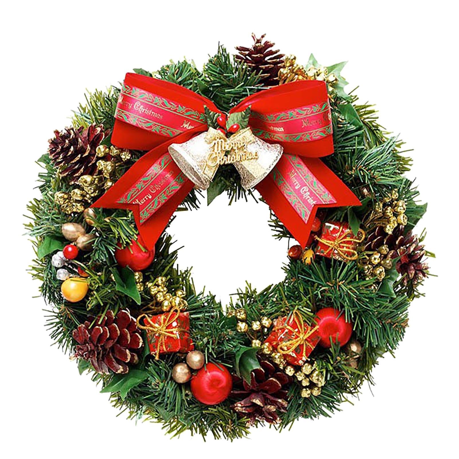 Generisch Guirnalda de Navidad con bolas de plata, adornos para puerta de casa, escalera, porche, exterior, ventana, decoración de Adviento, juego de corona pequeña