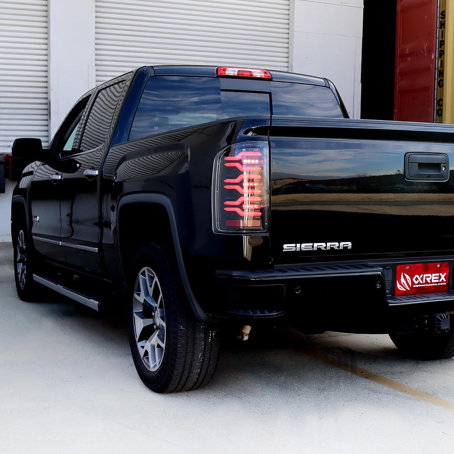 AlphaRex Tail Lights Compatible With 14-15 GMC Sierra LUXX-Series LED Black-Red