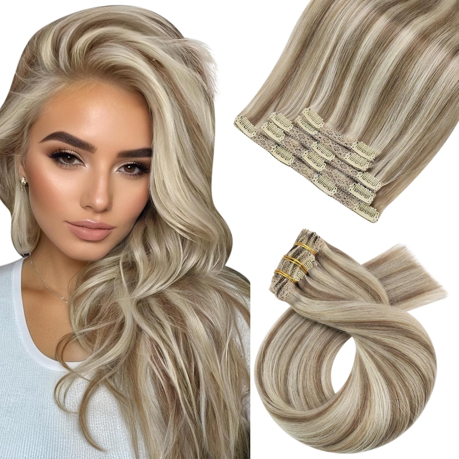 Moresoo Clip in Extensions Echthaar Haarverlängerung Echthaar Extensions Clip