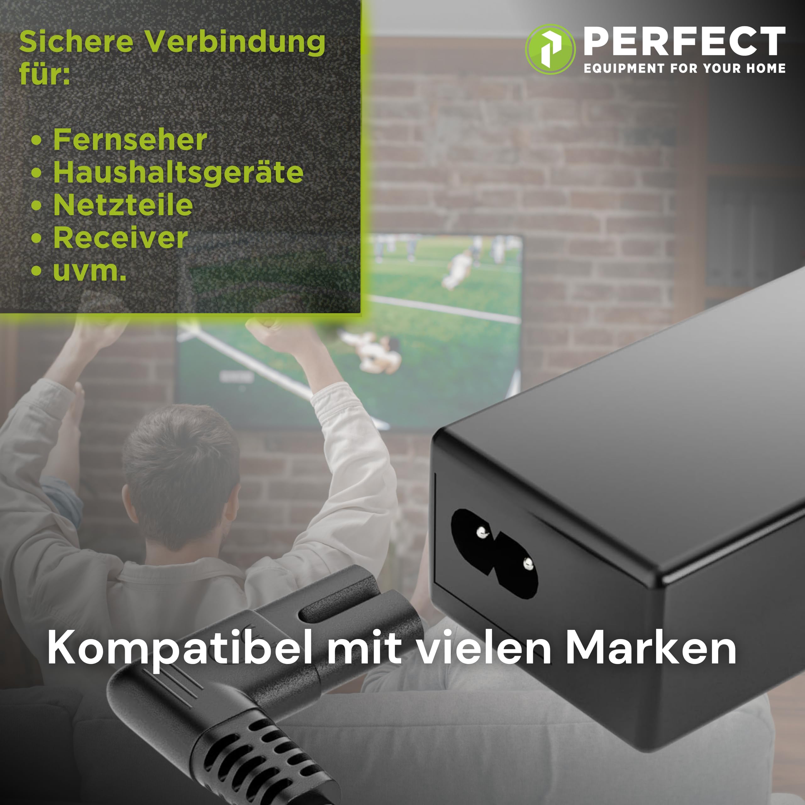Perfect kabel zasilający, 2-biegunowy, 3 m, wtyczka euro typu C na Euro 8, gniazdo IEC C7, kąt 90°, zasilacz sieciowy do urządzeń gospodarstwa domowego, PS3, PS4, PS5, TV i wielu innych