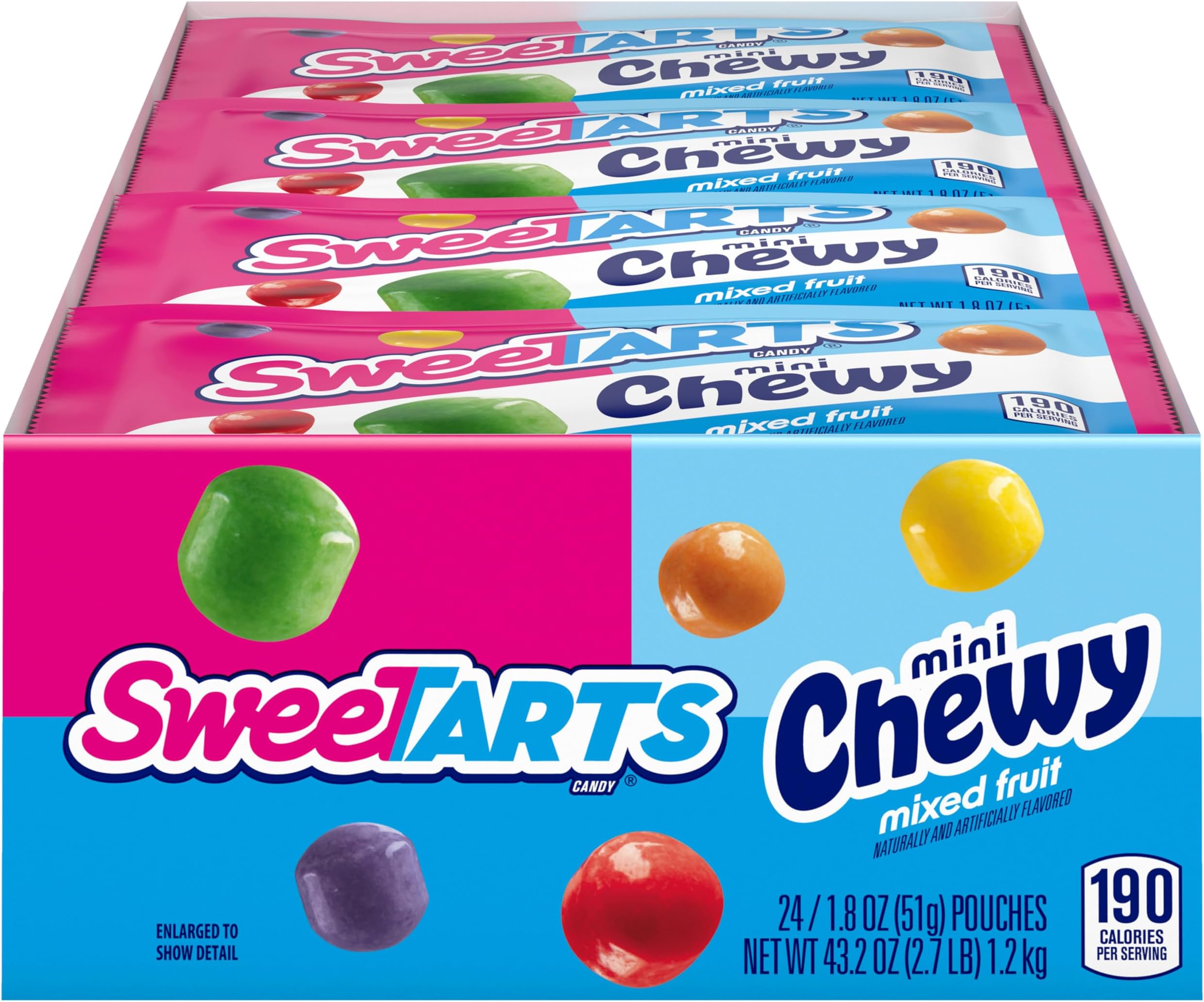 Mini Chewy, Candy, Mixed Fruit, 1.8 oz, 24 count