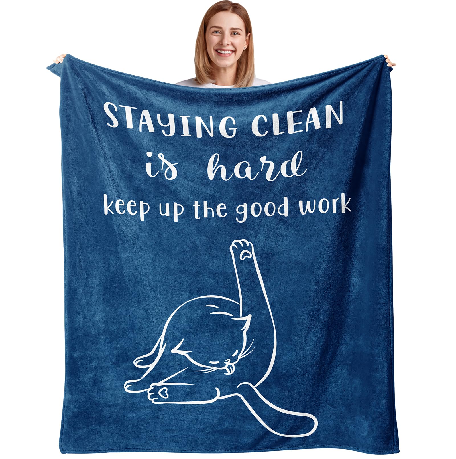 Julazy Julazy Sobriety Gifts for Women/Men Blanket 50"X60", Encouragement Gifts, Addiction Recovery Throw, Funny Sober Gifts for Women, 1 Year Sober Gifts, Staying Clean is Hard