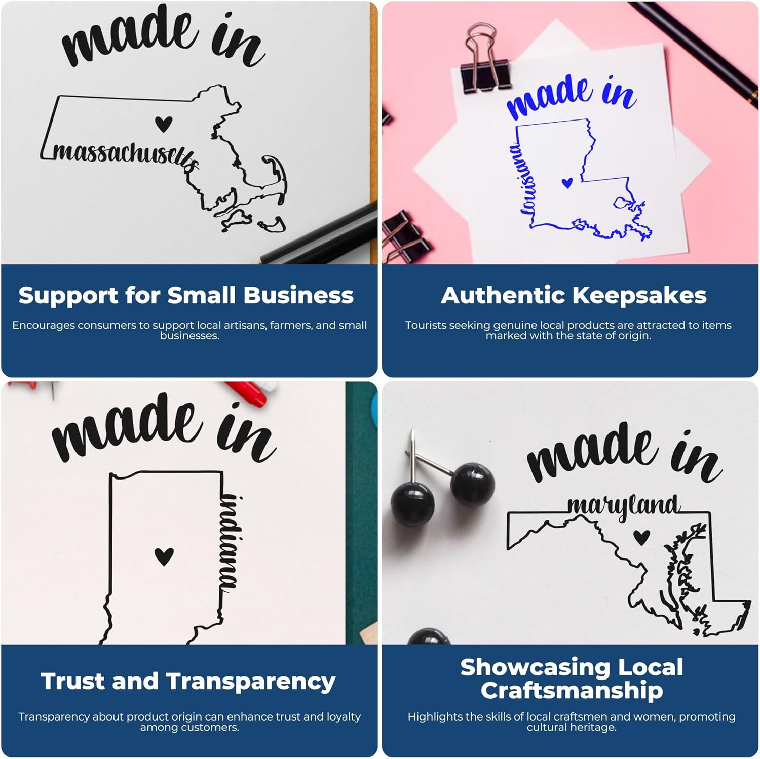 Small Self-Inking Made in Rhode Island Stamp - 1-3/16 Custom-Made Stamp for Rhode Island Residents & Makers - Crafting, Labeling, and Personalization - Made in RI Stamp, Customized Stamp