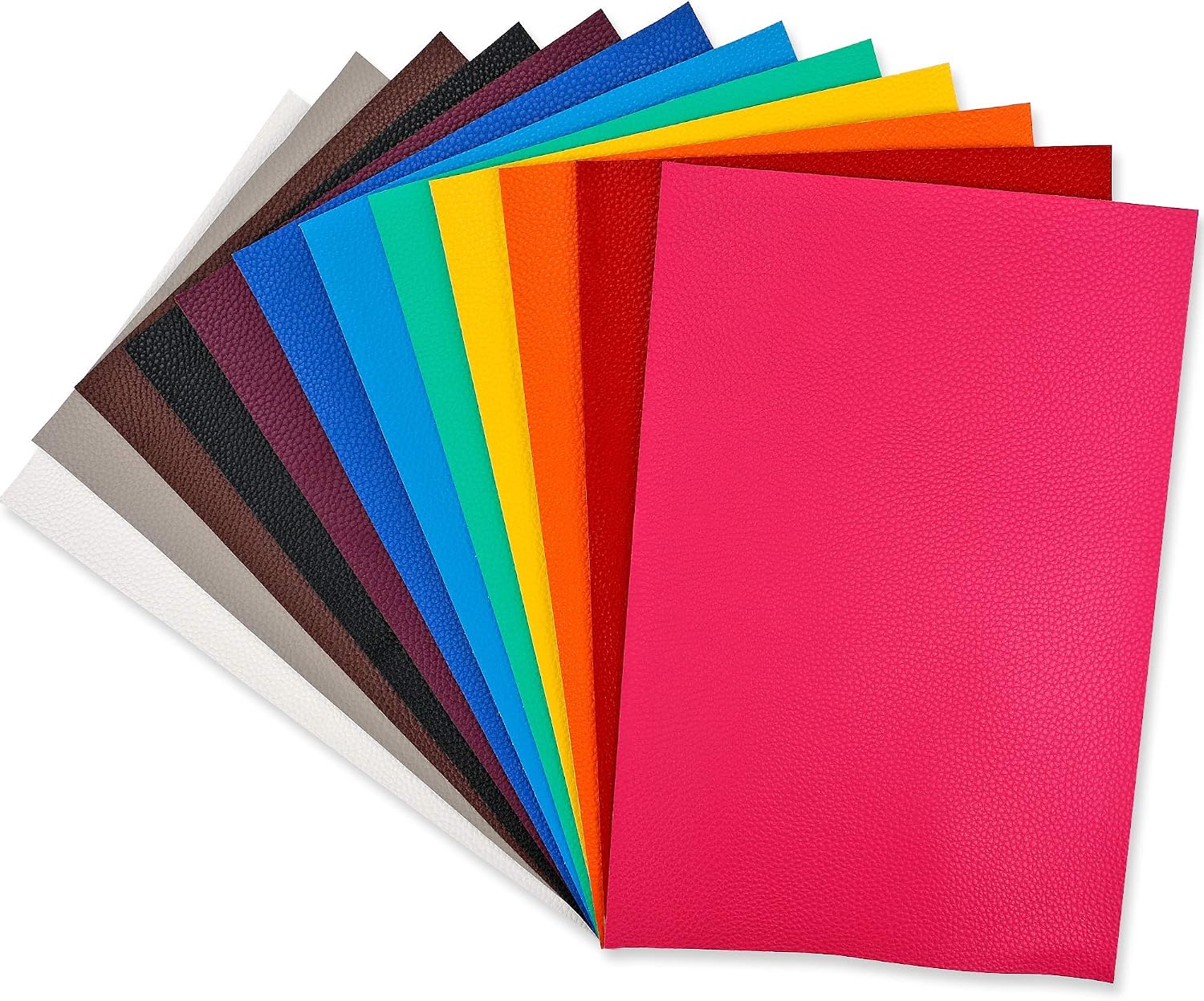 12 PCS PU Leather Fabric Leather Canvas Back 8" x 12" with 12 Colors for Making Hair Bow Wallet Handbags Dressing Sewing Craft DIY Projects