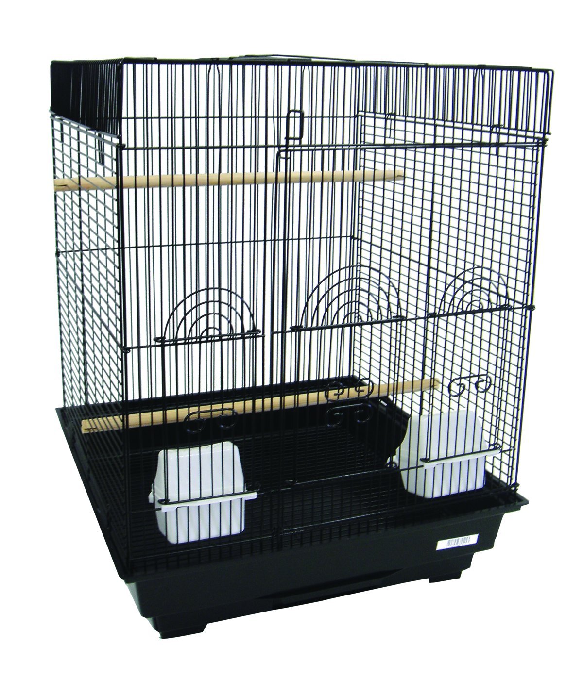 YML A5924 3/8" Bar Spacing Flat Top Small Bird Cage, Black, 18" x 18"