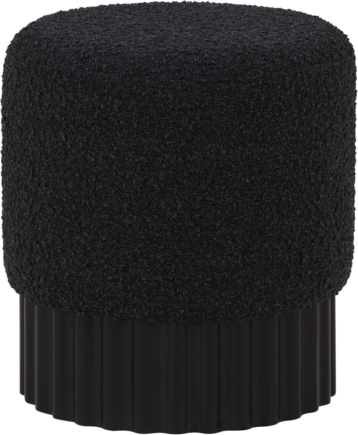 Meridian Furniture Veranda Boucle Fabric Ottoman/Stool in Rich Black