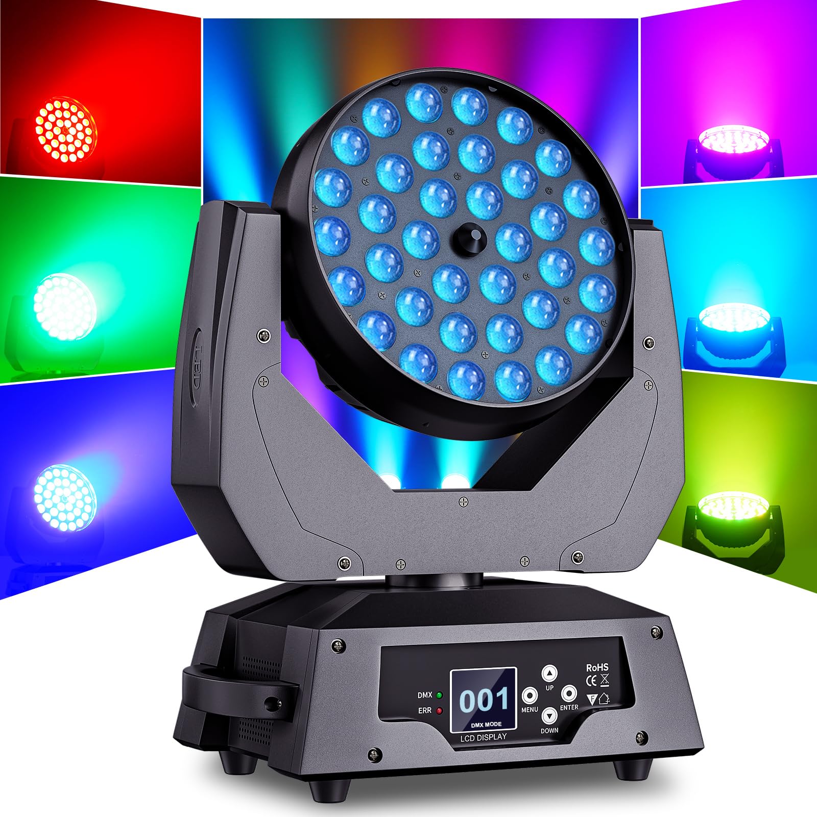 Projecteur LED Zoom Par 24x18W RGBWA+UV – Scène, DJ, Mariage