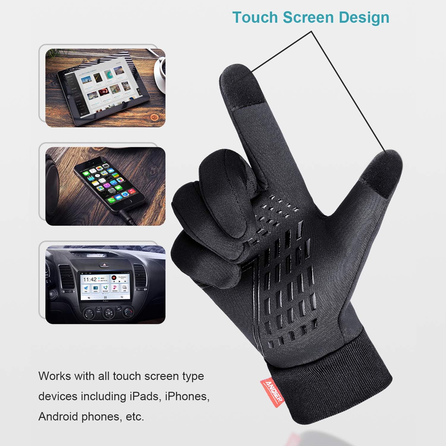 Anqier Winter Gloves,Newest Windproof Warm Touchscreen Gloves Men Women For Cycling Running Outdoor Activities : Sports & Outdoors