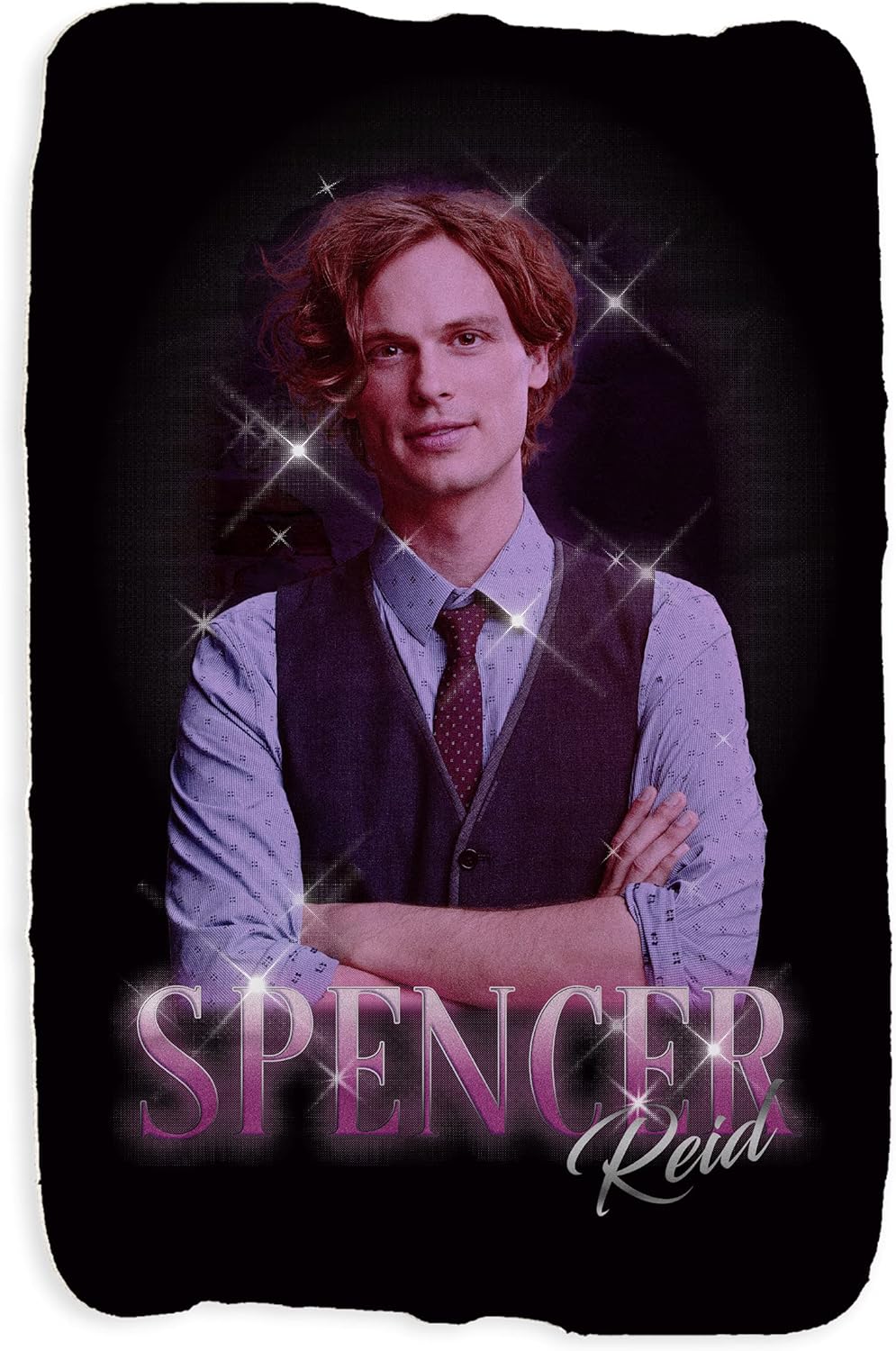 CBS Criminal Minds Vintage Spencer Reid Sherpa Blanket - 37" x 57" - Officially Licensed
