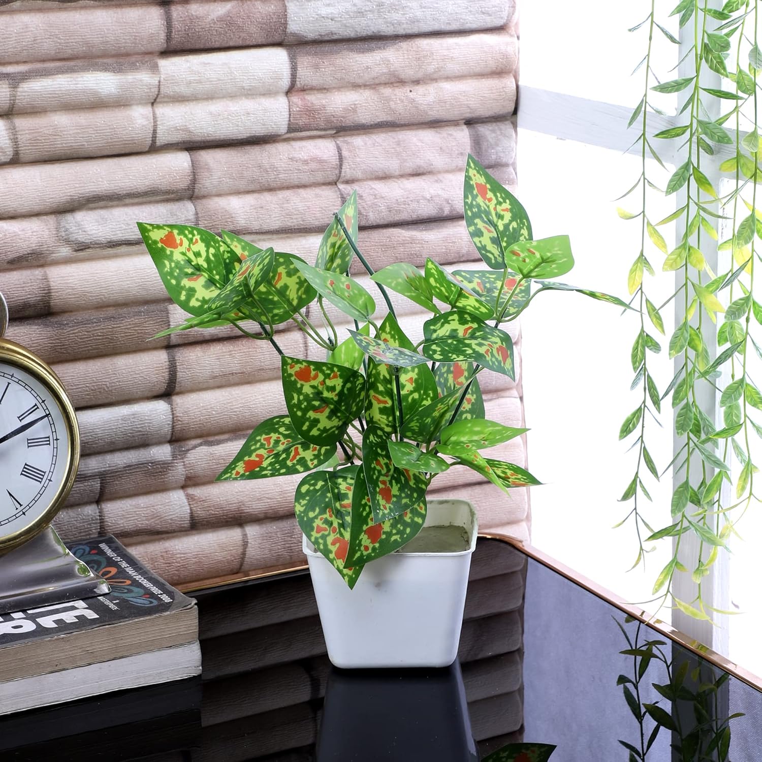 Buy Saikara Collection Artificial Money Plant Leaves Green with Square