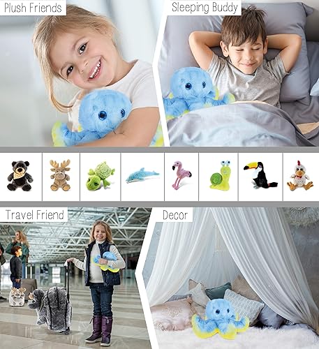 Miniatura 4 de DolliBu - Peluche de pulpo de peluche, decoración de pulpo azul suave y abrazable, adorable juguete de peluche para jugar, lindo regalo de vida