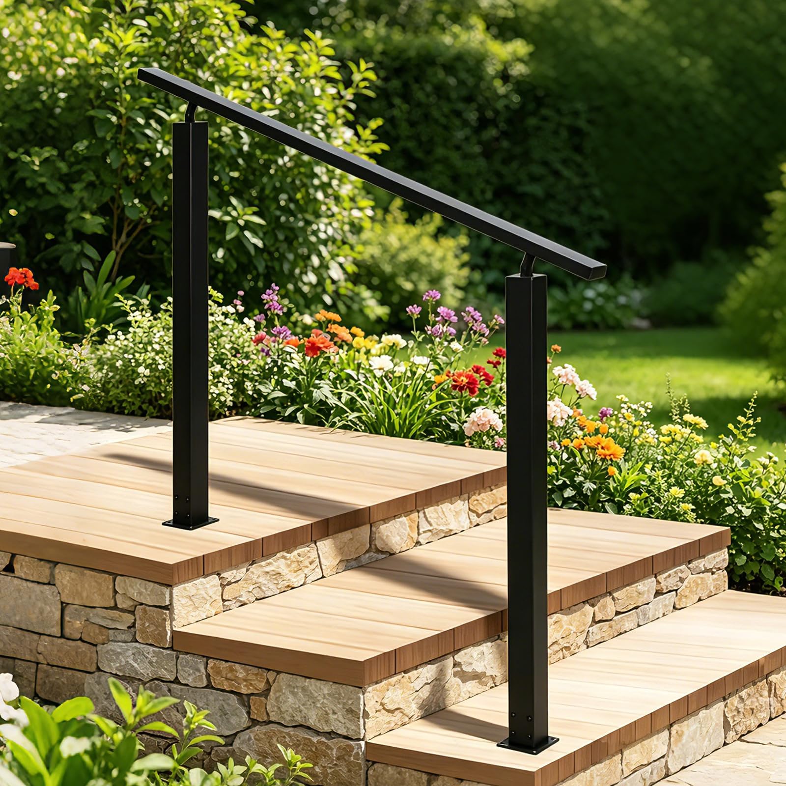 Pasamanos para escaleras, barandilla exterior, pasamanos negro, pasamanos para escaleras, pasamano exterior, pasamano exterior para escaleras, interior y exterior, balcón