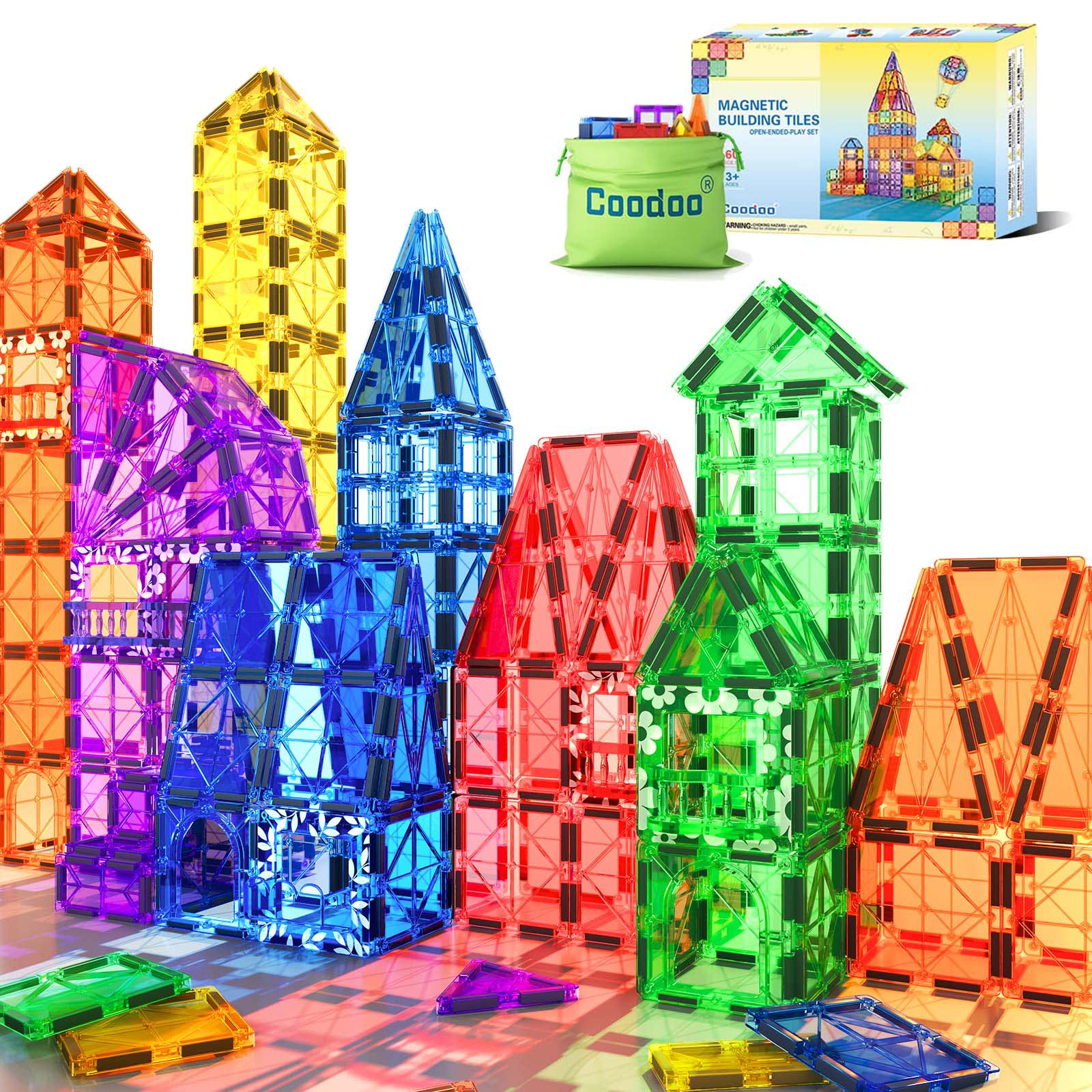 100PCS Magnetic Tiles Kids Toys STEM Magnet Toys for Toddler Magnetic Blocks Building Toys Preschool Learning Sensory Montessori Toys for 3+ Year Old Boys and Girls, Safe Creativity Toddler Kids Toys