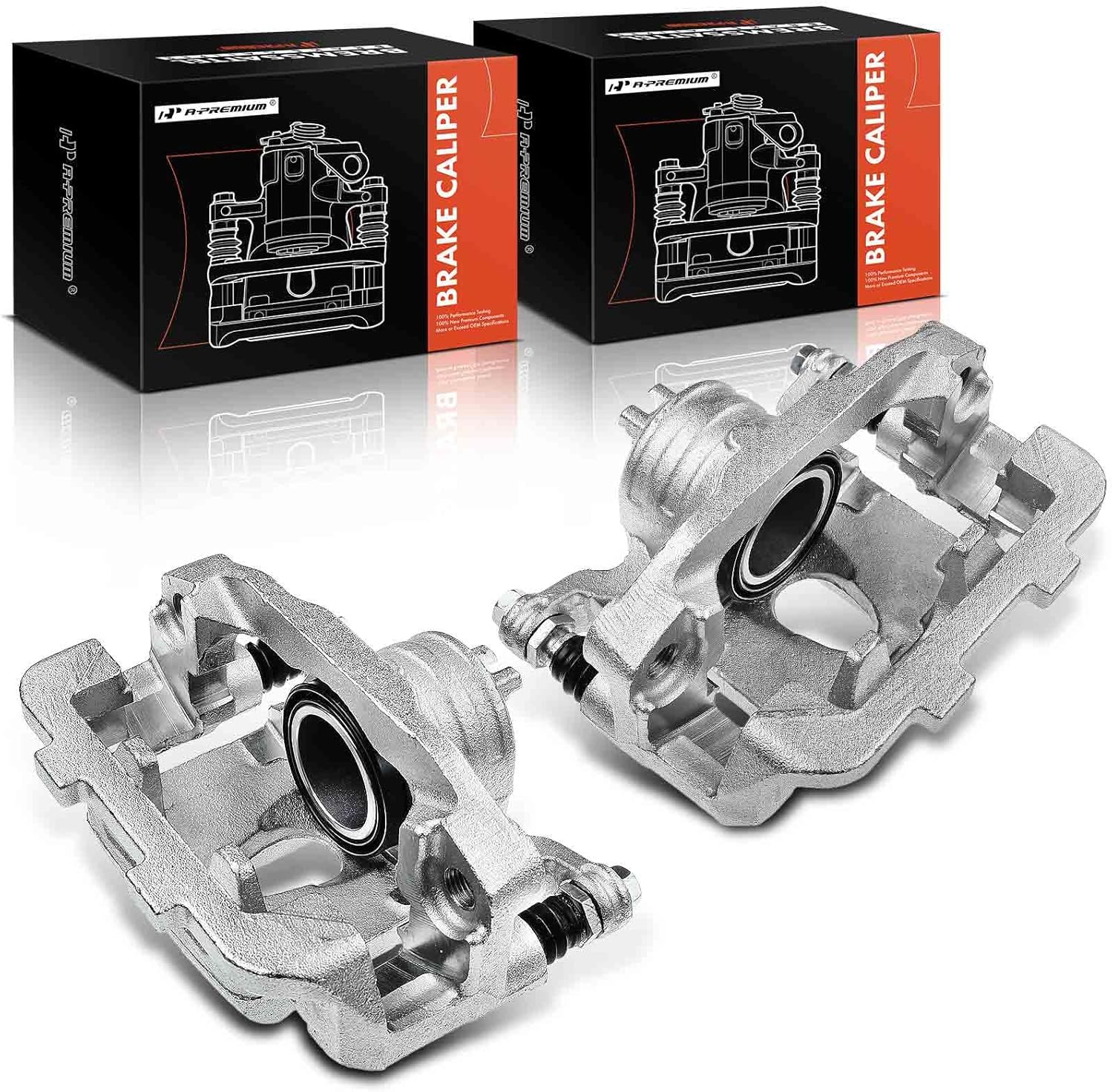 A-Premium Disc Brake Caliper Assembly with Bracket Compatible with Select Infiniti and Nissan Models - QX56 2011-2013, QX80 2014-2018, Armada 2017-2018, V8 5.6L - Rear Side, 2-PC Set