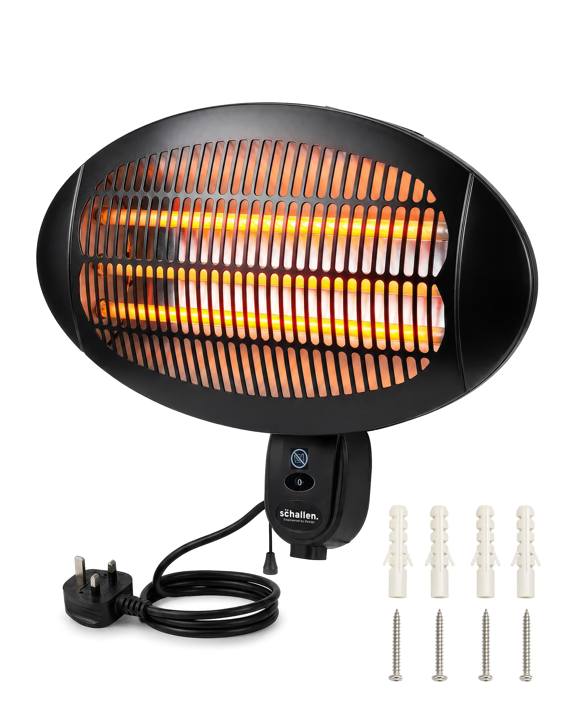Schallen Outdoor Garden Heater | Wall Mounted Free Standing Patio Heater | IPX4 Waterproof Quartz Tube Heater for Terrace Patio Balcony Outdoor (Wall Mounted, 2000, Watts, 240, Volts)