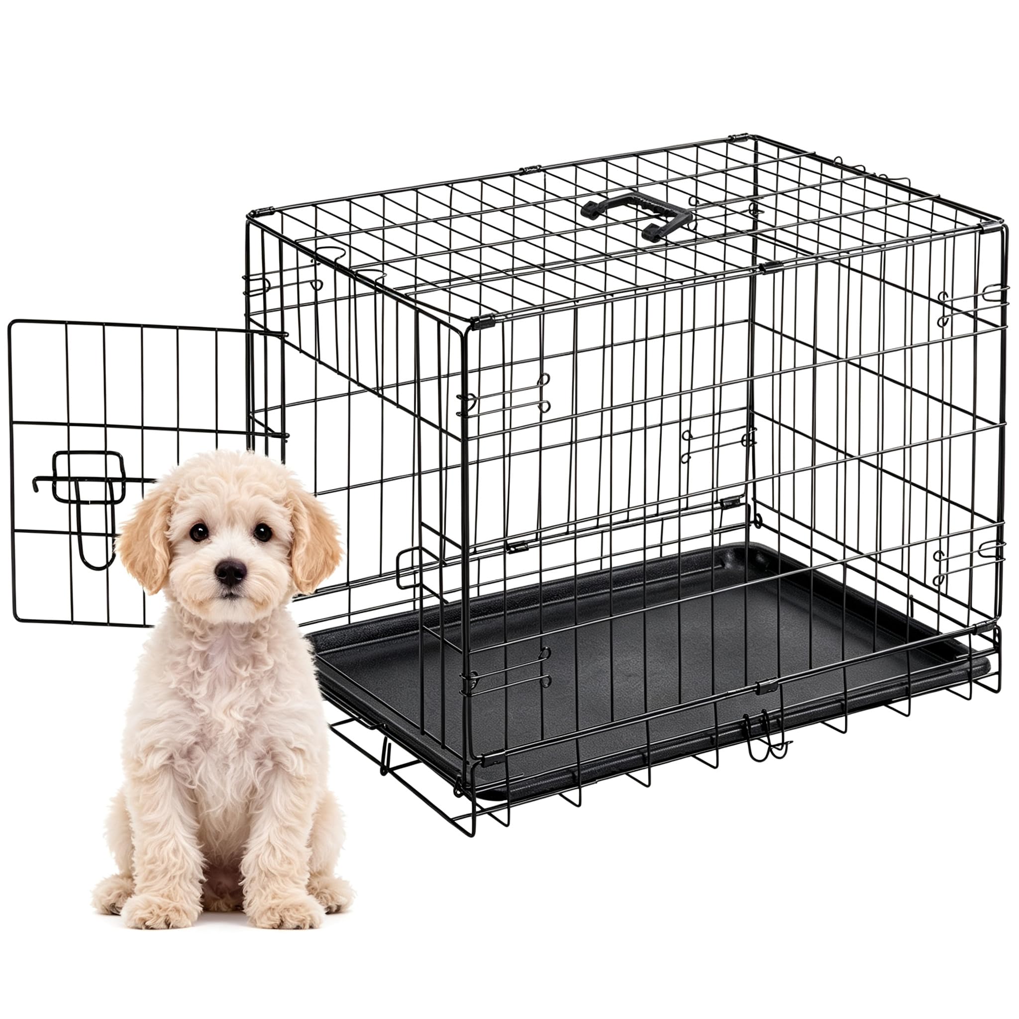 Dog Crate 24 Inch Small Dog Cage Foldable Indoor Outdoor Pet Kennel