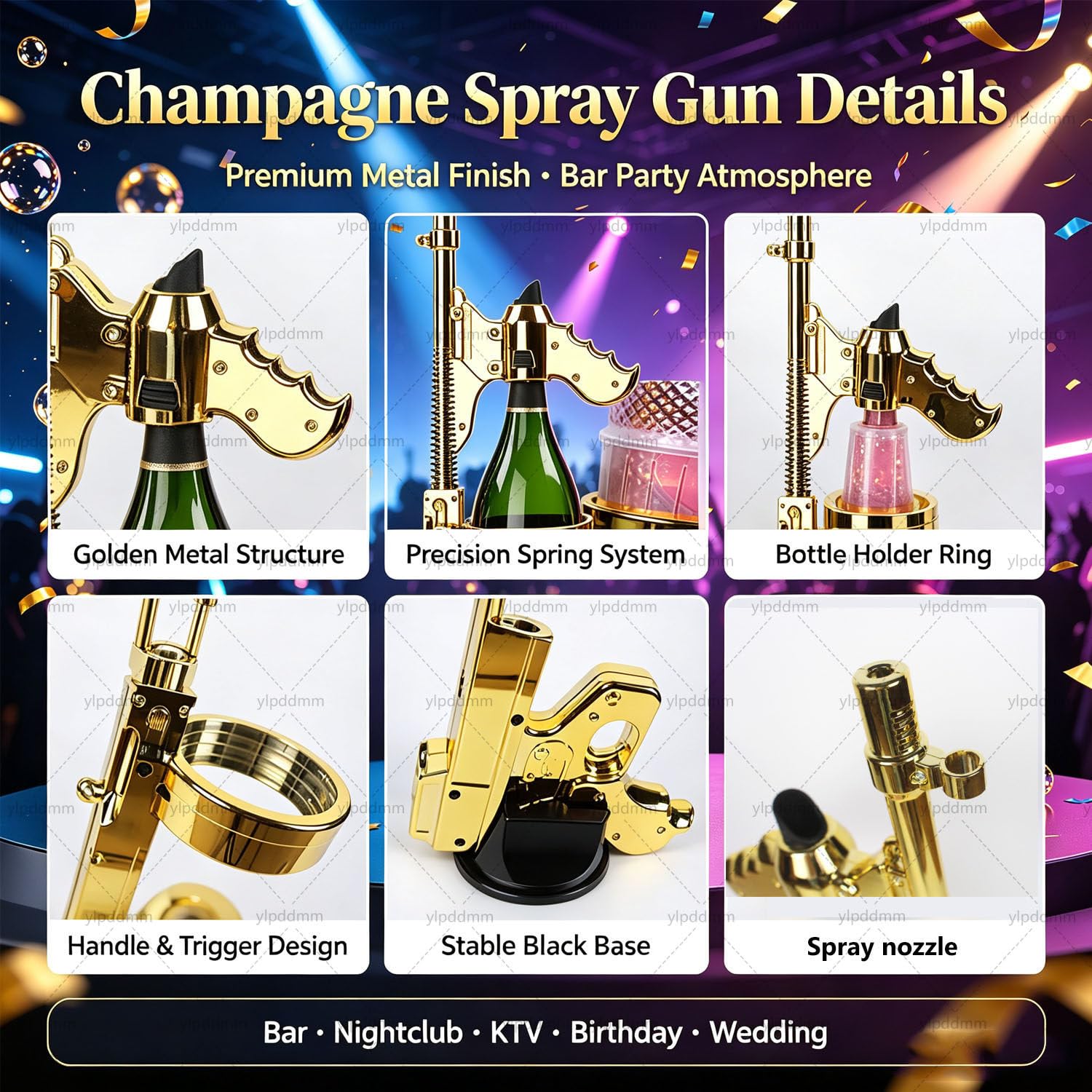 Pistola spara-Champagne,Bottiglia di Champagne Pistola Silver