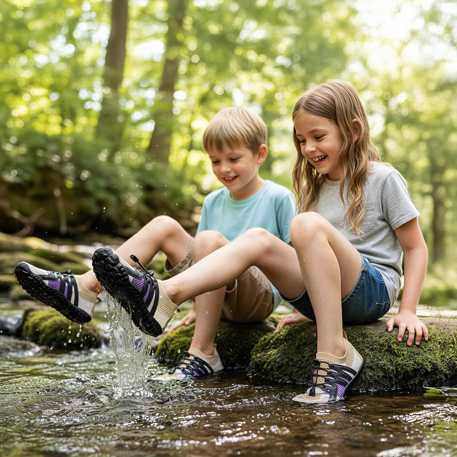 STELLE Water Shoes for Kids Girls Boys Barefoot Shoes with Adjustable Laces Quick Drying Beach Sports Non Slip Swimming Hiking - Image 3