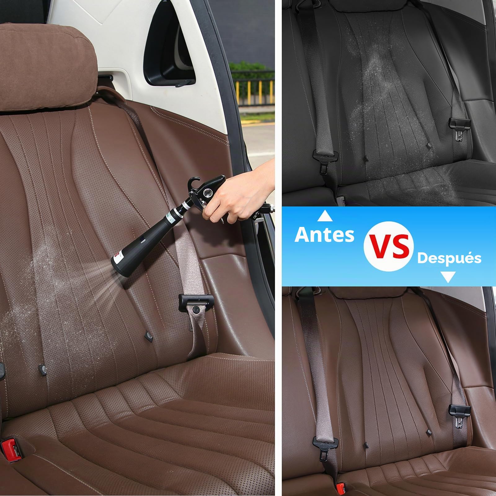 MYPIN Pistola de Limpieza de Coches, 6-9.2Bar, Pistola de Aire Comprimido en Seco Alta Presión con 2 Juegos de Boquilla/Toalla, Pistola de Soplado para Limpieza Interior del Coche