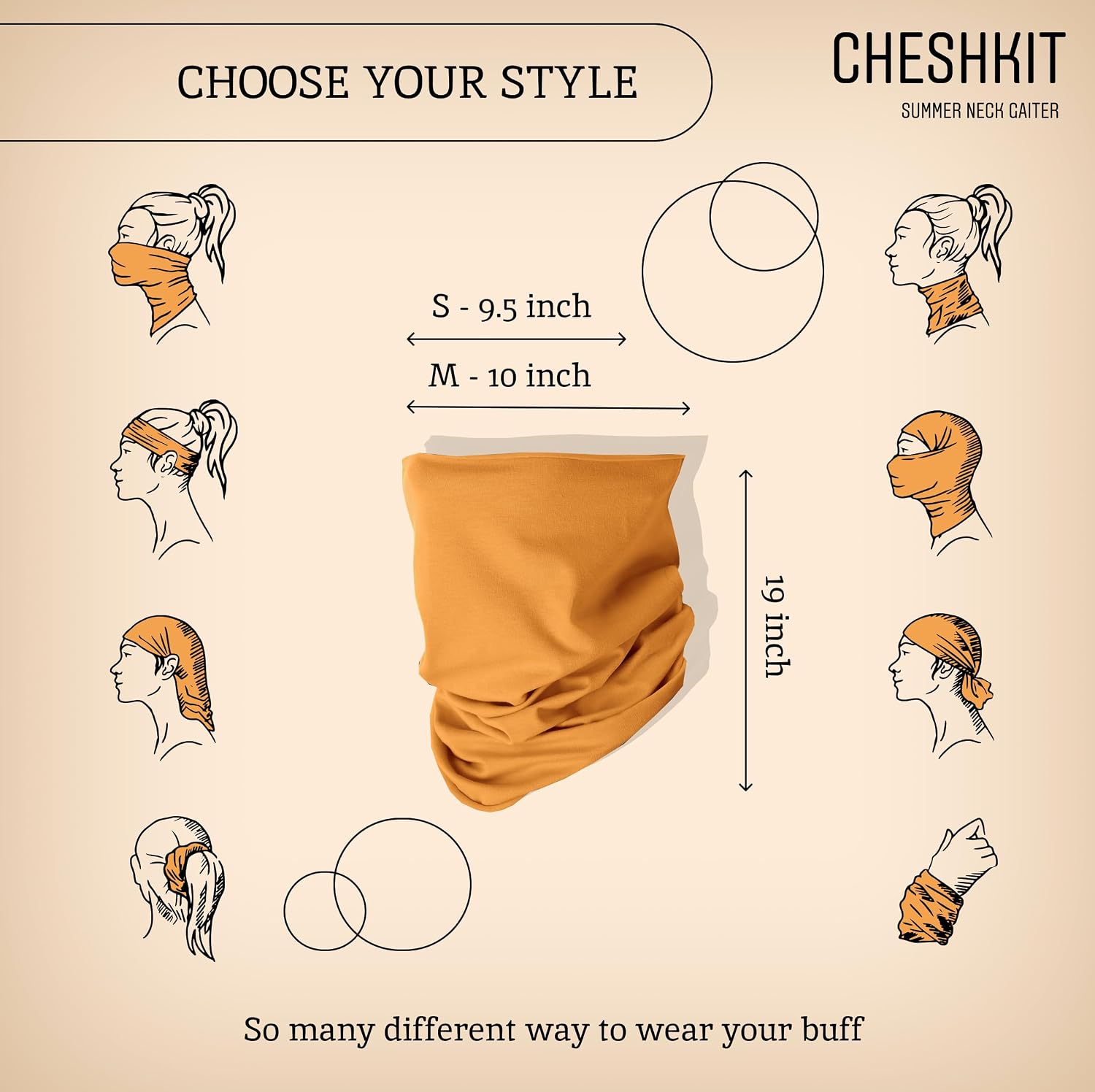 Organic Cotton Breathable Summer Neck Gaiter for Men and Women - Face Scarf for Outdoor Activities (Apricot, Small, 2 Pack) image 3