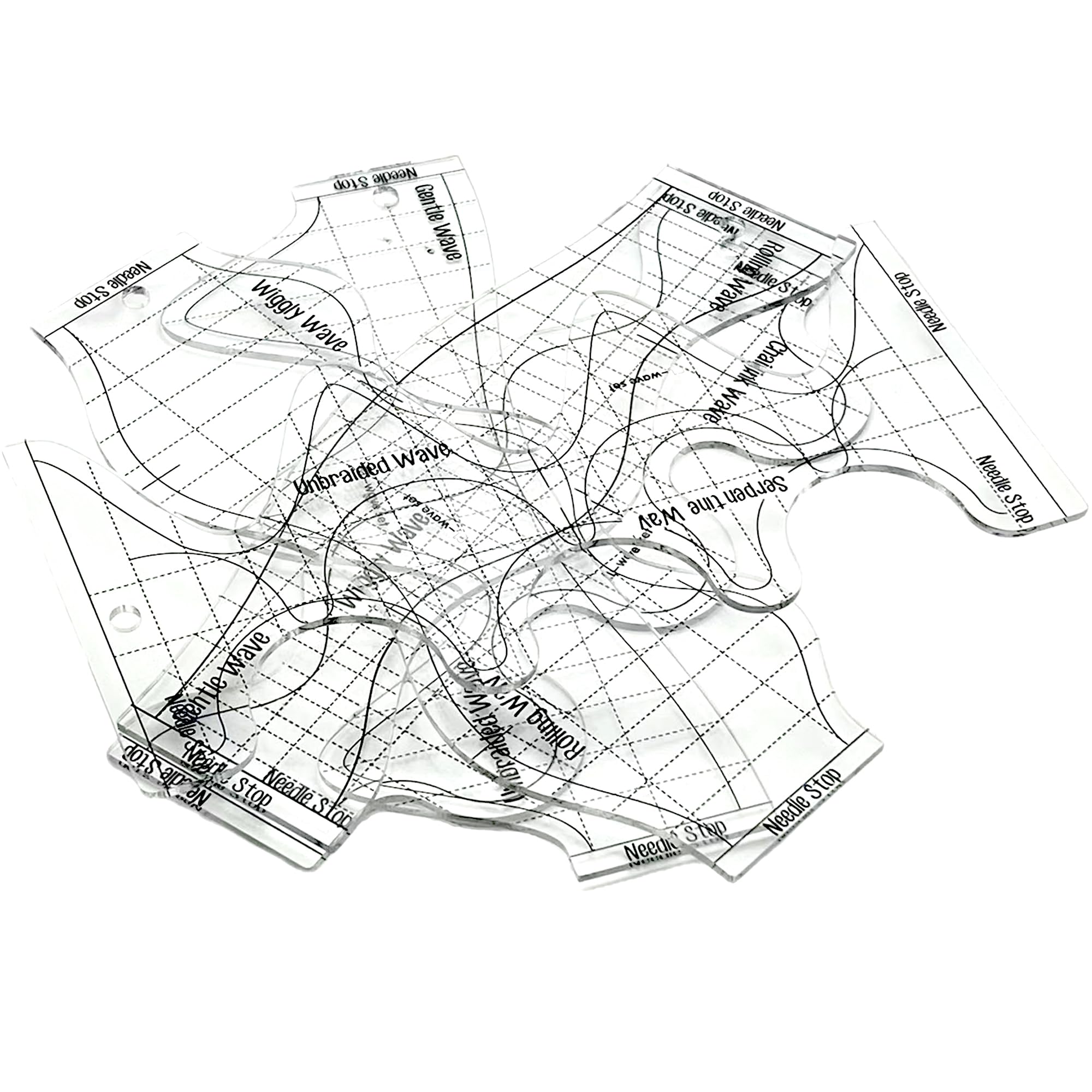 Henmanye Wave Ruler for Quilting: 3mm Thick Acrylic Template for Sewing, Quilting and Various Projects – Suitable for Many Sewing Machines, Durable and Flexible Design(5pc)