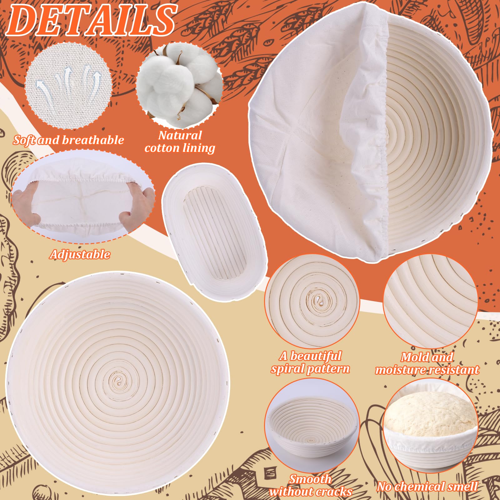 Accessoires de cuisson à pain, panier de fermentation pour démarreur au levain, panier de fermentation à pain avec verre de démarrage, kit de cuisson à pain, kit de démarrage parfait, excellent cadeau