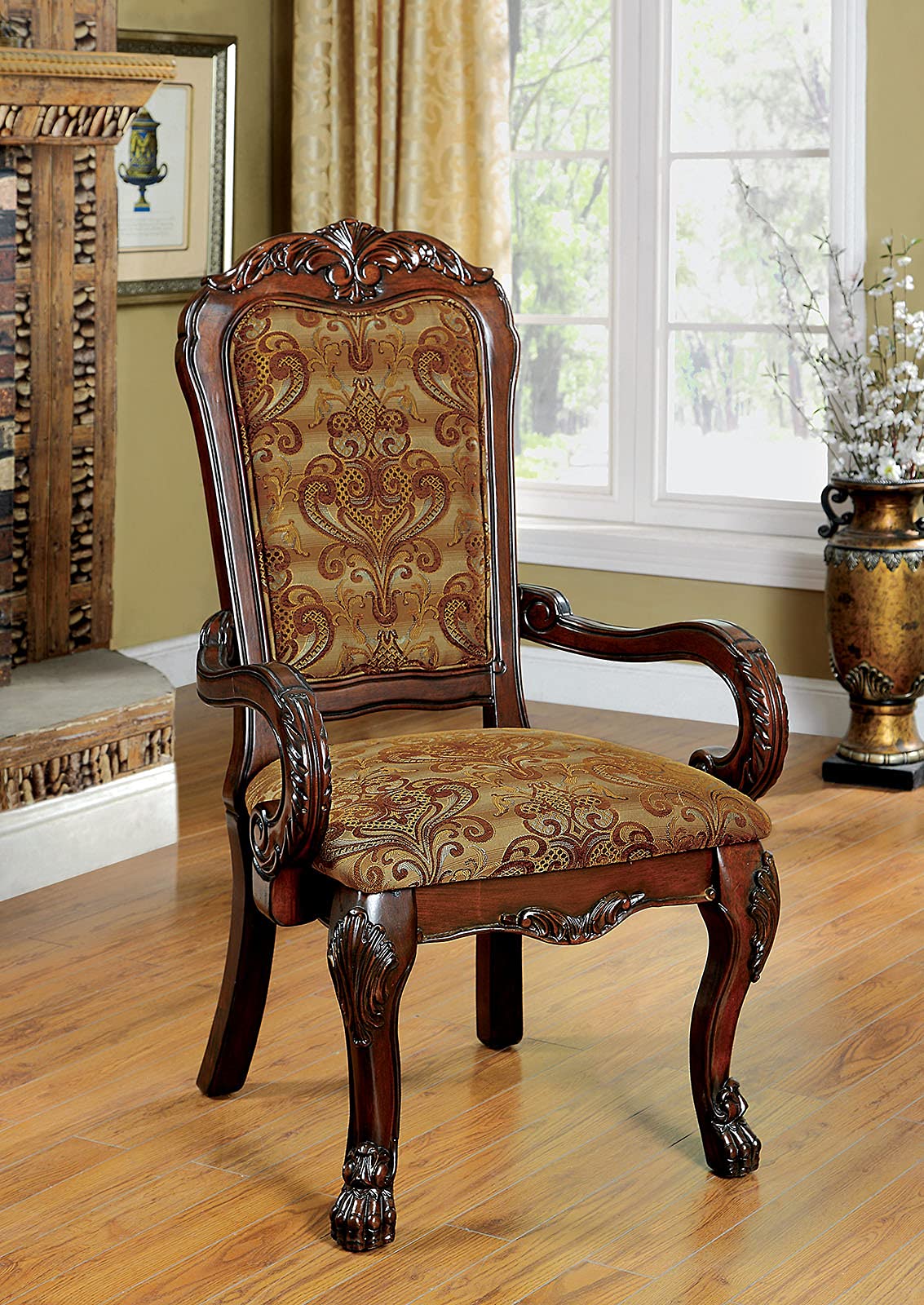 Amazon.com - GOWE Formal Traditional Cherry Set of 2pc Arm Chairs