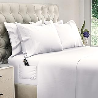 DREAMCARE Queen Sheet Set – 6 pcs Cooling Bed Sheets – up to 15” Deep Sheets Queen Size Bed Set – 2500 Supreme Collection – Extra Soft 100% Brushed Microfiber Hotel Luxury with Side Pocket – White
