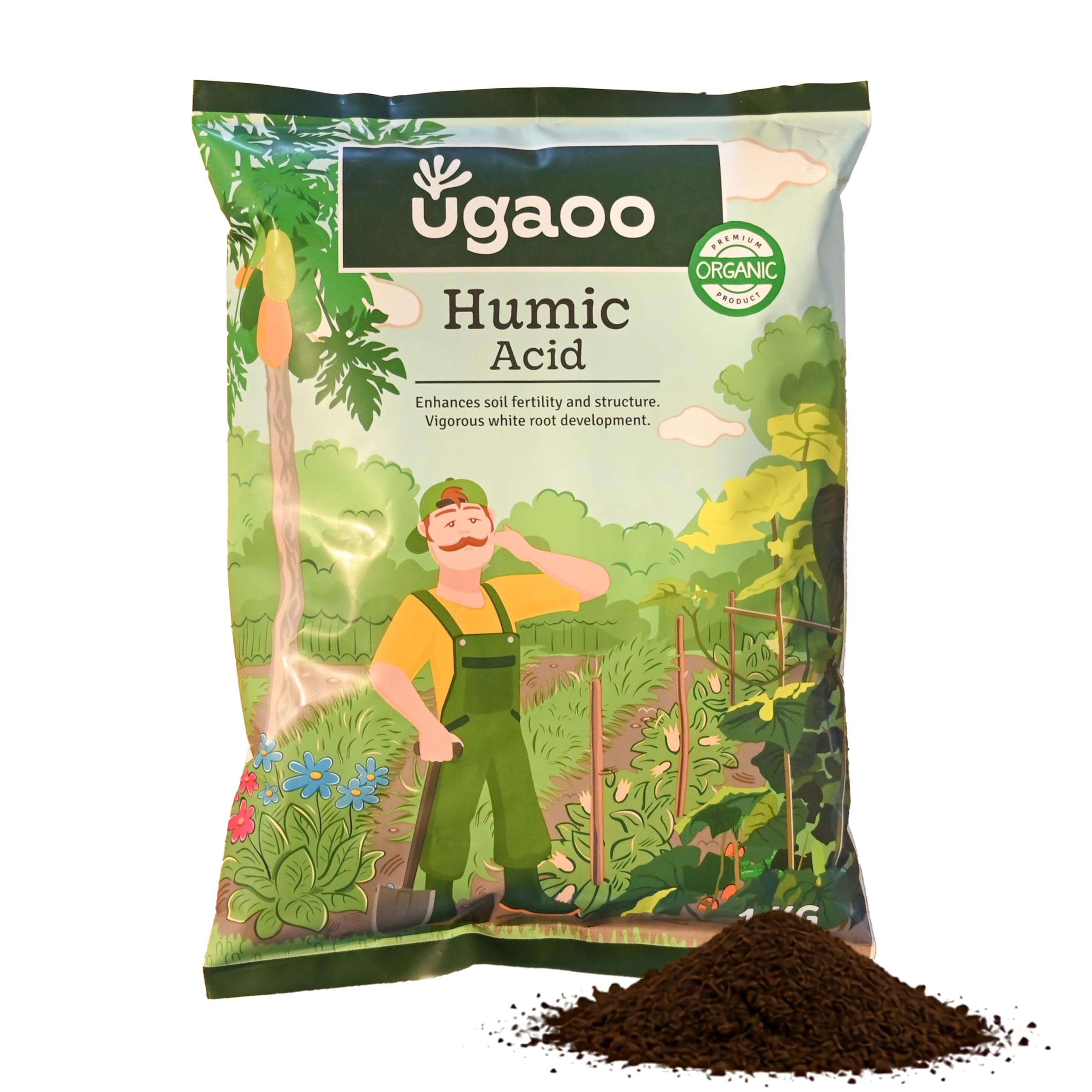 UGAOO Humic Acid (98%) for Plants | Humic Acid Fertilizer for Plants, Home Garden, Growth Enhancer, Soil Conditioner, Improves Root System (1 kg)-image-12