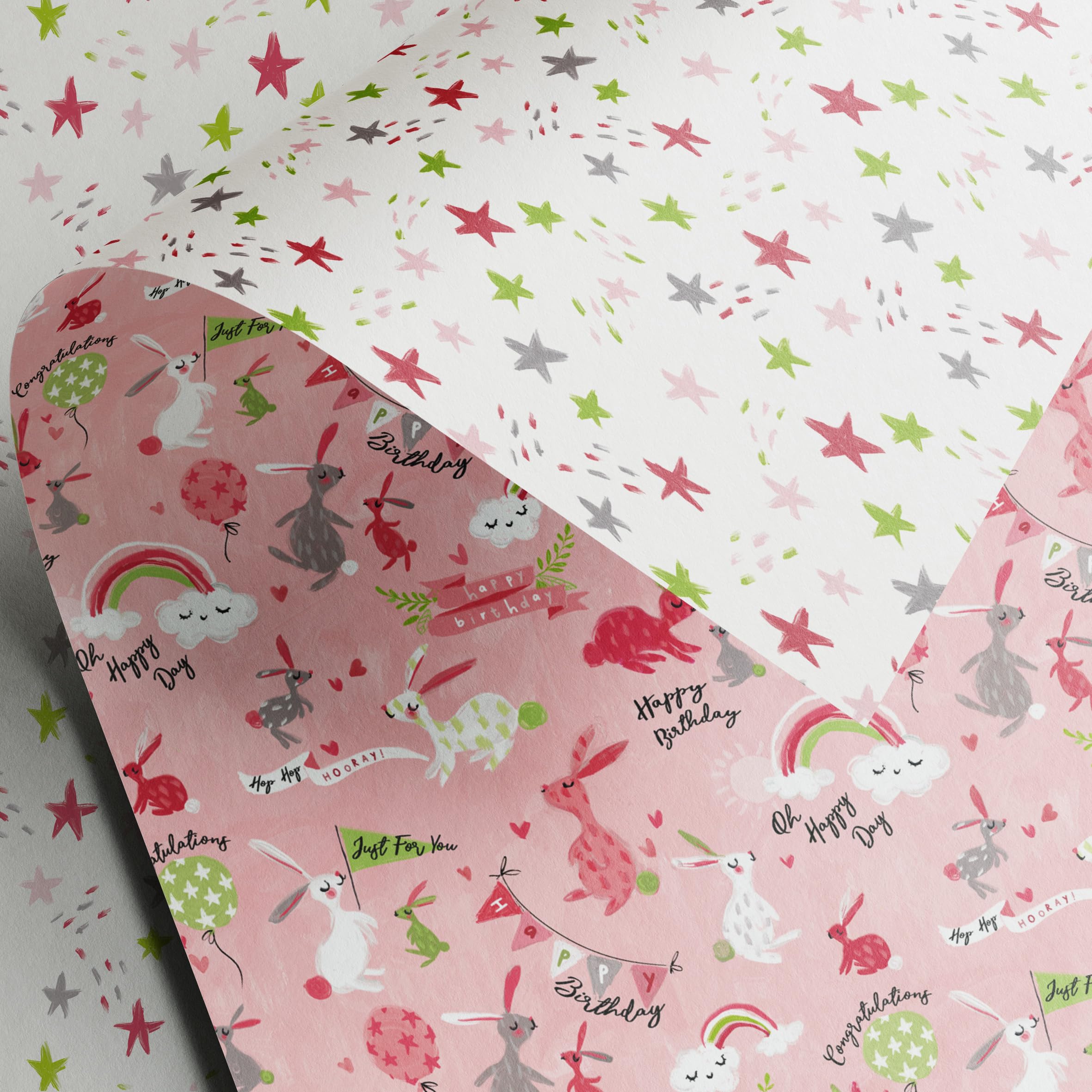 Baby girl wrapping paper | 3 x Premium gift wrap sheets printed in the UK and fully recyclable | delivered in tube (not folded) | luxury 110gsm 50 x 70cm double sided giftwrap