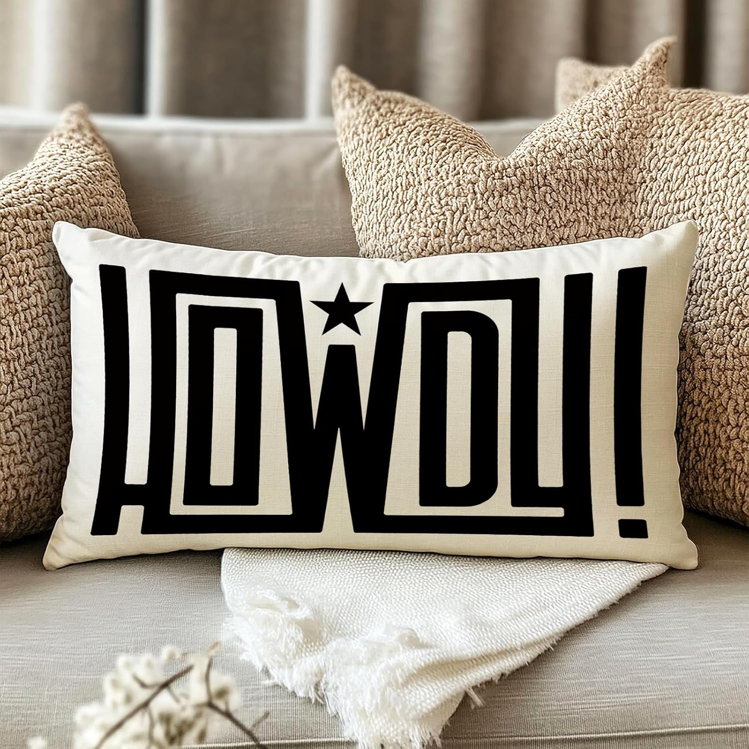 Fahrendom Western Howdy Lumbar Decorative Rectangle Pillow Cover 12 x 20, Southwestern Cowgirl Cowboy Room Porch Patio Outdoor Pillowcase, Farmhouse Sofa Couch Cushion Case Home Decor - Image 4
