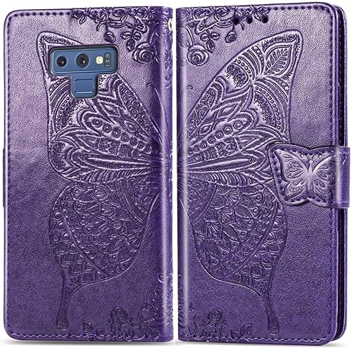 GYHOYA Funda tipo cartera compatible con Samsung Galaxy Note 9 para mujer, de piel, con función atril magnético y tarjetero para Samsung Galaxy Note