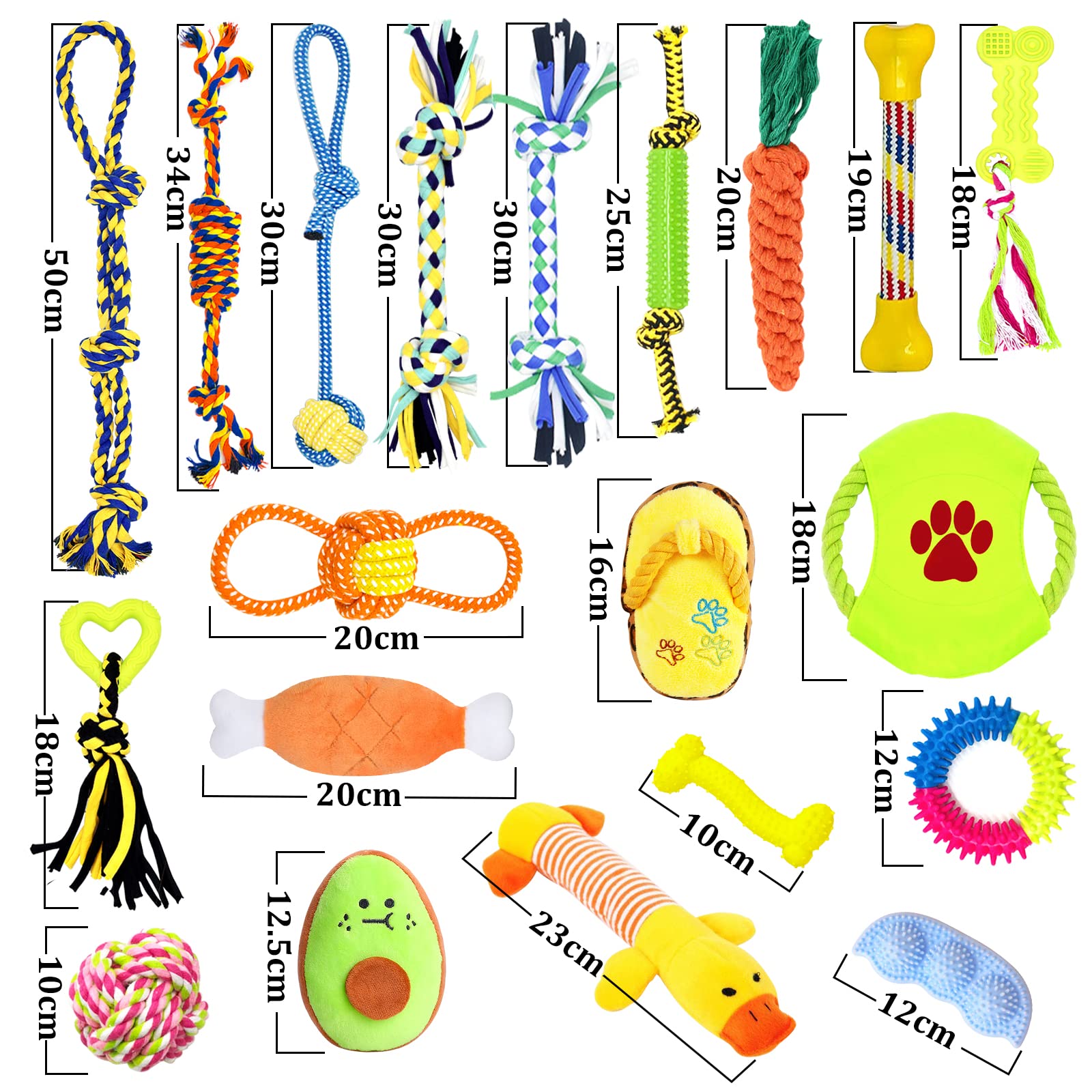 Set Giochi per Cani - 20pcs Corde in Cotone Naturale per la Pulizia dei Denti - per Cani Piccola e Media