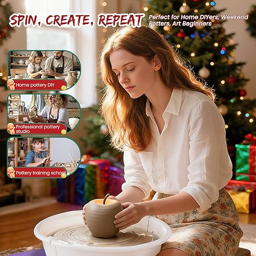 Miniatura 7 de Huanyu Máquina de rueda de cerámica, sistema de murciélagos de 12 pulgadas manual y control de pedal de pie, máquina formadora de ruedas de cerámica