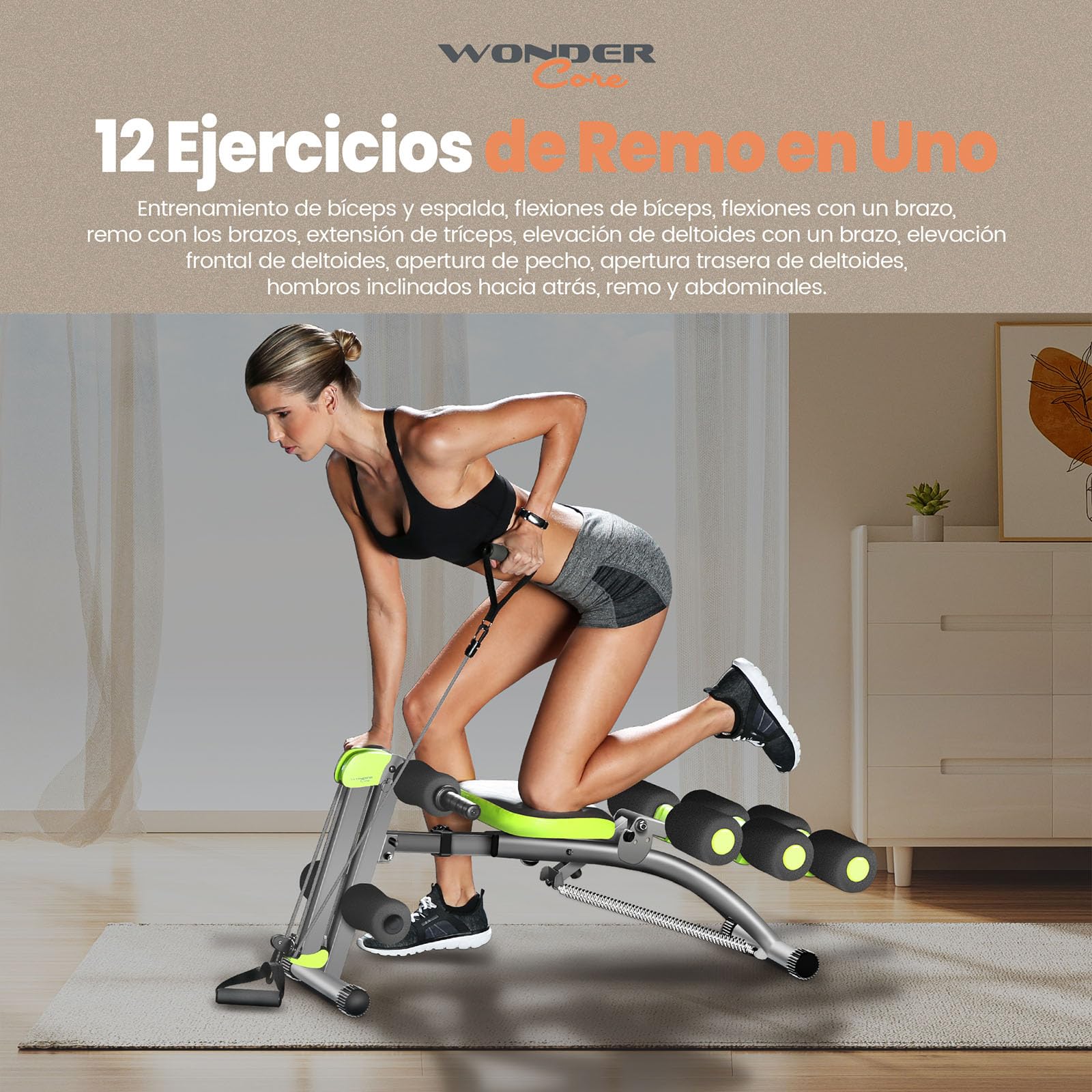 Wonder Core 2 - Banco de Ejercicios con Asiento Giratorio y Remera, Unisex