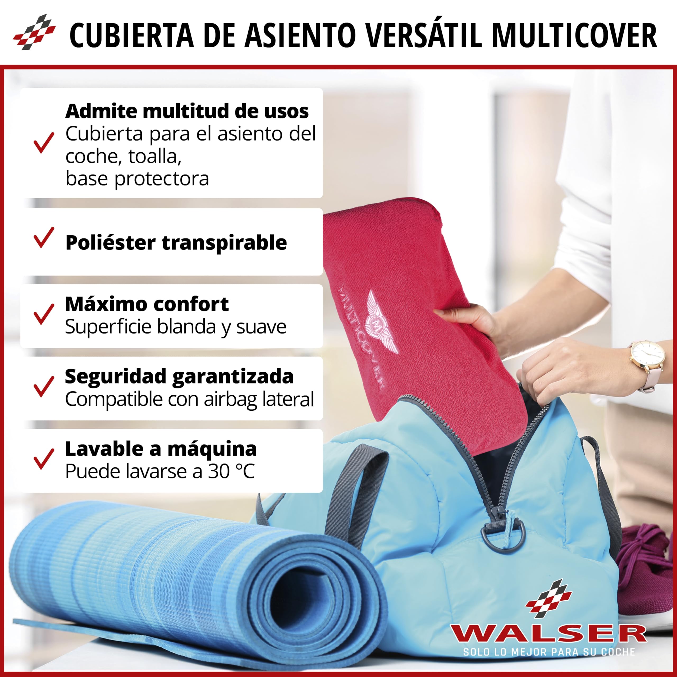 WALSER funda de asiento Multicover, funda de asiento de coche universal, funda de asiento de coche lavable gris
