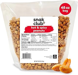Snak Club Hot and Spicy Peanuts, Chili and Cayenne Pepper Seasoned Nuts,...