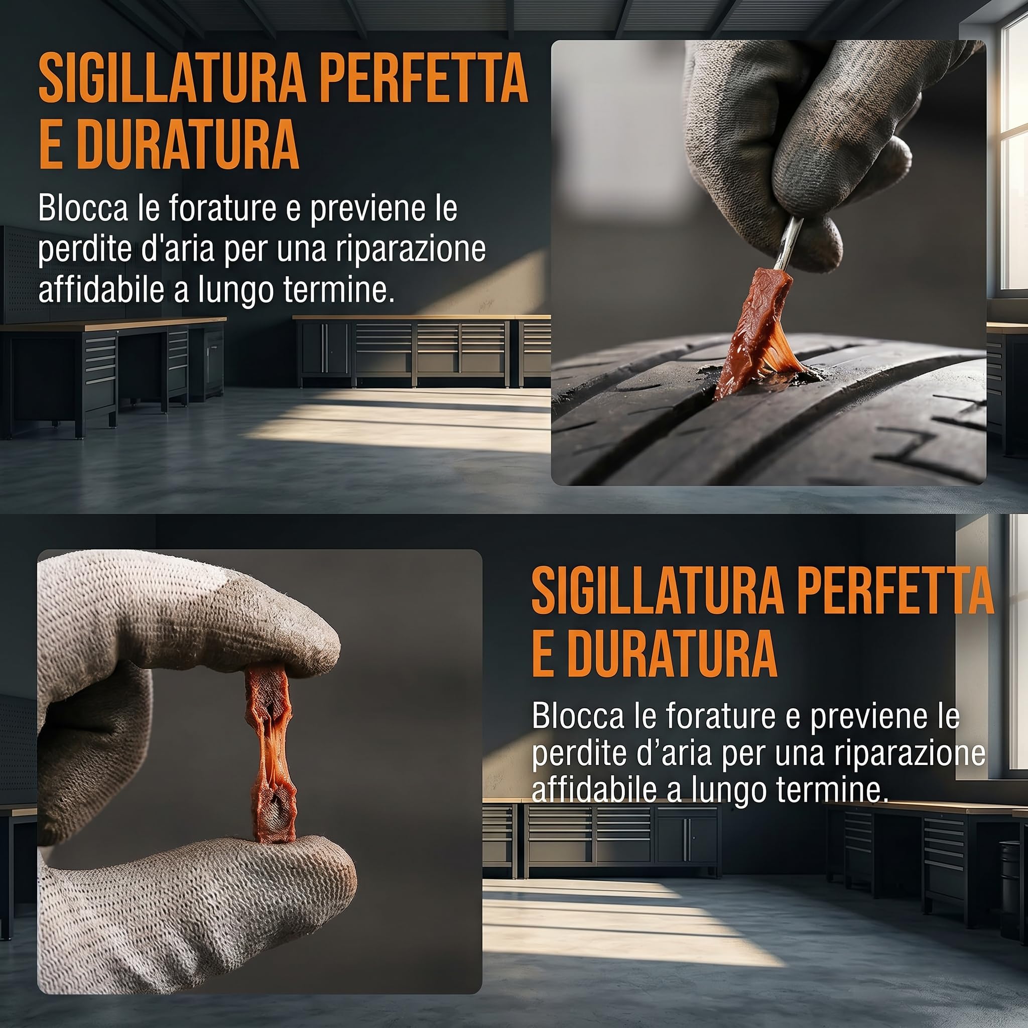 Kit Riparazione Pneumatici Auto, 25 Pezzi Strisce in Gomma per Foratura 10cm