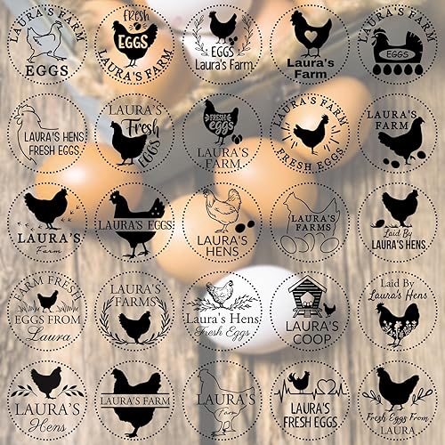 Miniatura 2 de Sellos de huevos para huevos frescos, sello de goma personalizado de huevo de gallina, letrero de huevos frescos de granja para agricultores