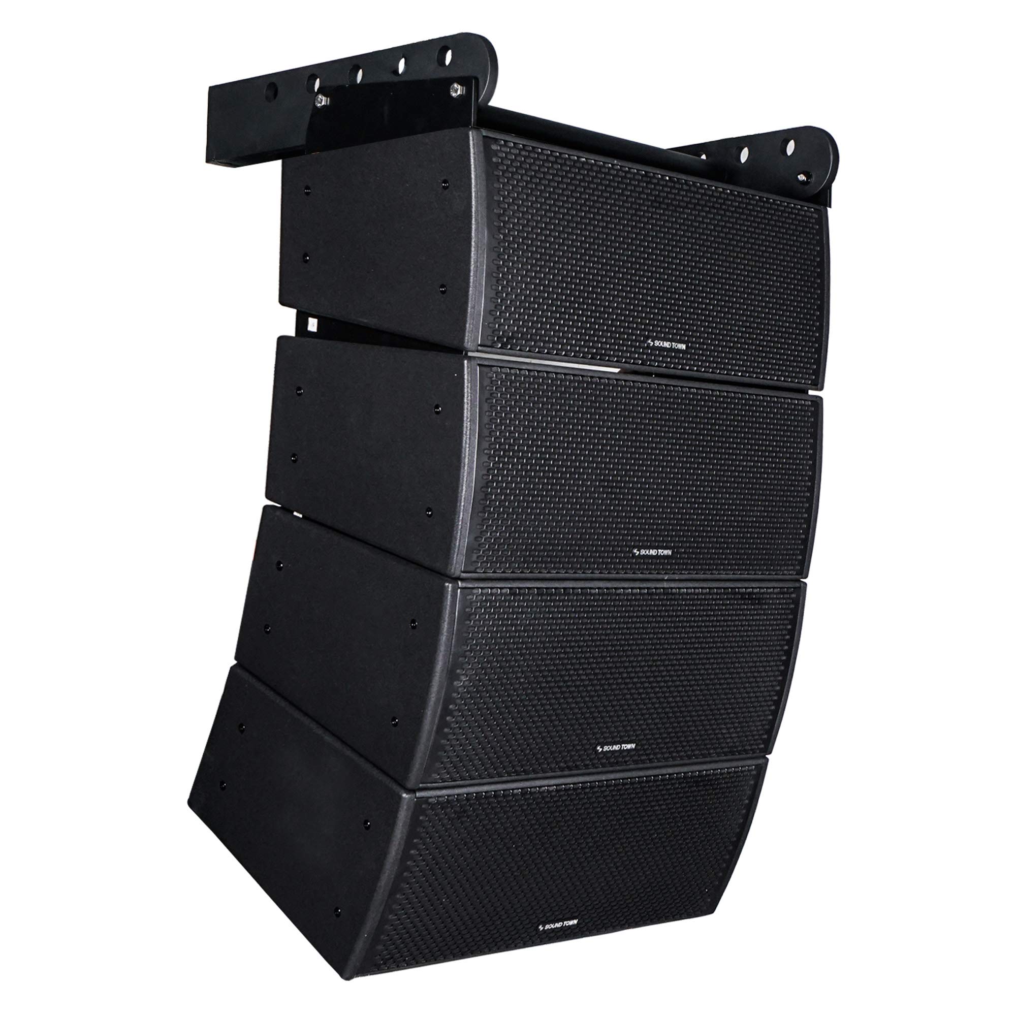 Sound Town All-Weather 4 x Dual 8” Water-Resistant Passive Line Array System with 3” Titanium Compression Drivers, Full Range/Bi-amp Switchable, Black (ZETHUS-IP208X4)