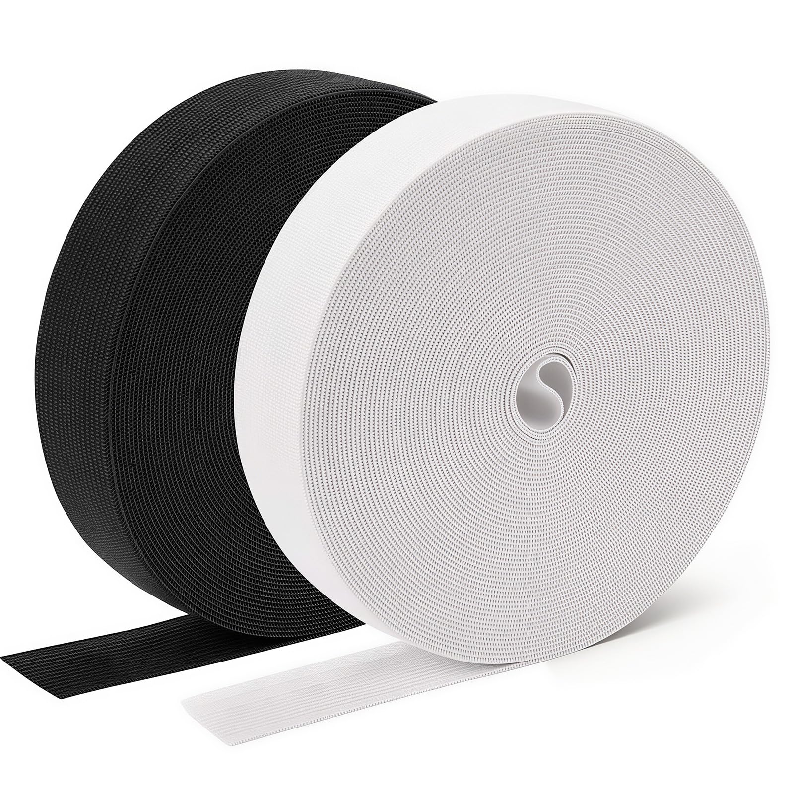 2 Rolls Elastic for Sewing, 20mm Wide Flat Elastic Bands, 40M (20M Each) Sewing Elastic Bands for Headbands Waistbands Clothing and DIY Crafts, White & Black