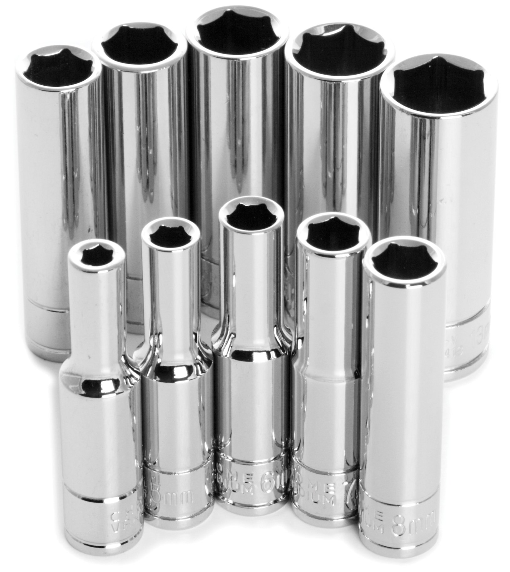 Performance Tool W36400 1/4-Inch Drive 6-Point MET DW Socket Set, 10-Piece, Metric - Image 2