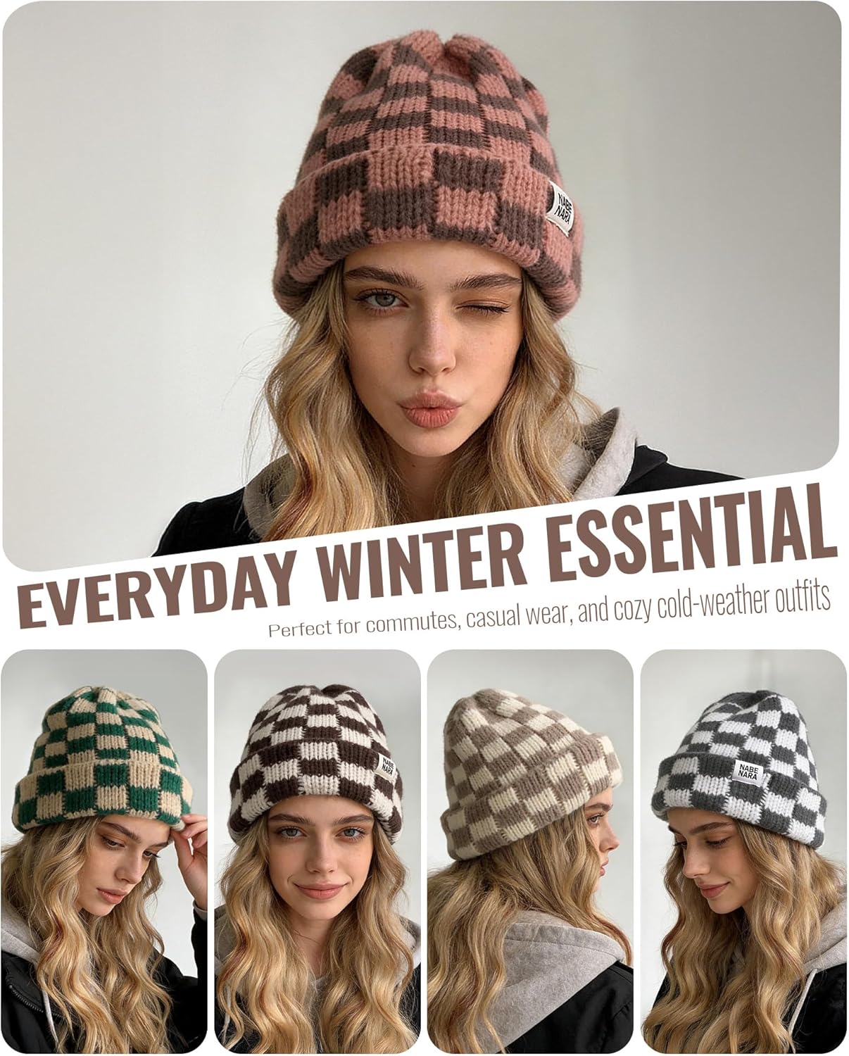 Croogo Beanie Men Slouchy Knit Skull Cap Warm Stocking Hats Women Winter Snow Ski Hat Cuffed Plaid Hat Toboggan Hats - Image 7