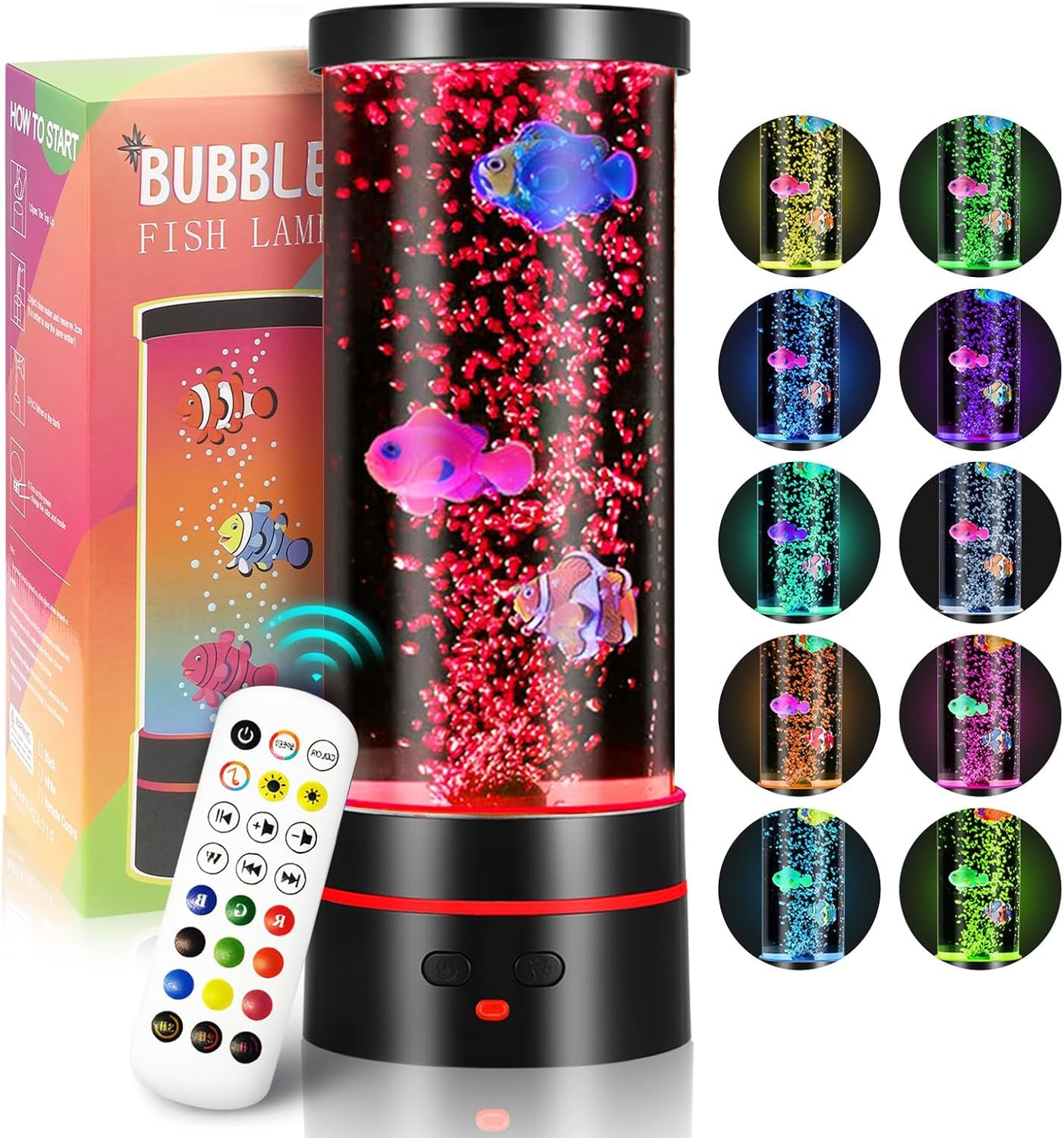 Gxpjycfob Fish Bubble Lamp Mood Light with Remote Control, LED Fish Lamp