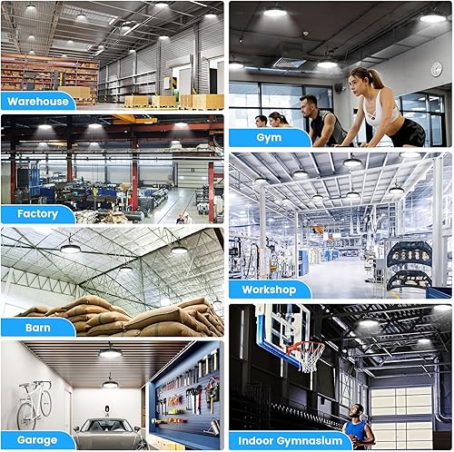 Miniatura 6 de Paquete de 6 luces LED UFO de alta bahía de 150 W, 24000 lm (650 W MHHPS Eqv.) 5000 K luces LED de alta bahía con enchufe de EE. UU., 0-10 V