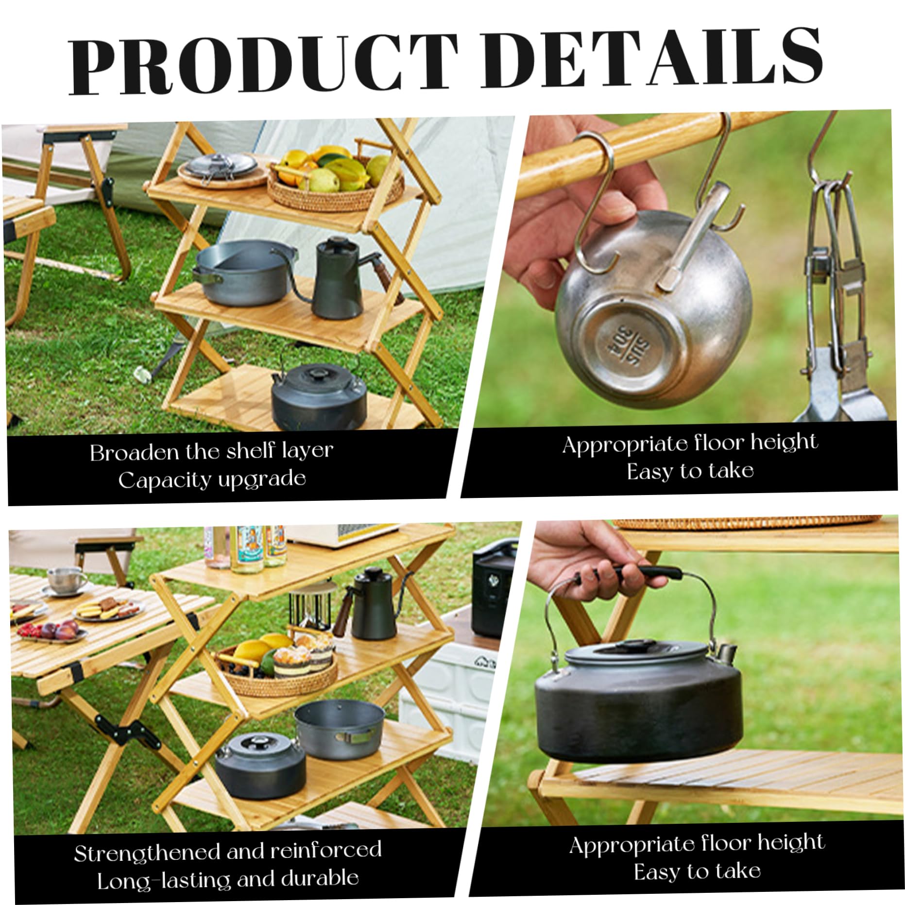Rejilla de enfriamiento plegable, rejilla de enfriamiento de alambre plegable de 3 niveles para hornear, estante de picnic portátil para acampar para galletas, pasteles, asar, asar a la parrilla 18.1