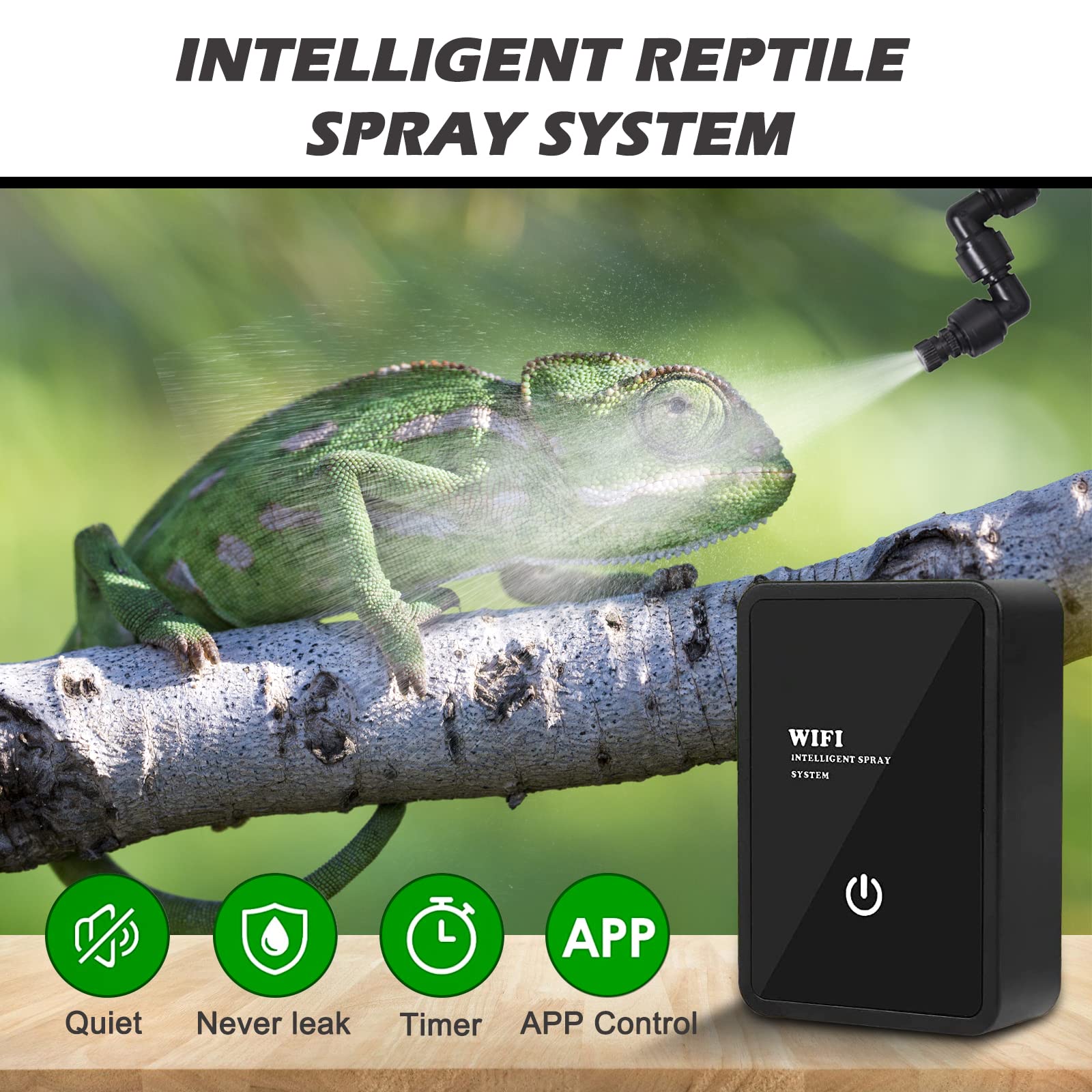 Nizirioo Humidificador Inteligente para Reptiles: Sistema de Compensación, Pulverizador de Selva Lluviosa, Terrario con Sistema de Niebla y Riego para Camaleones